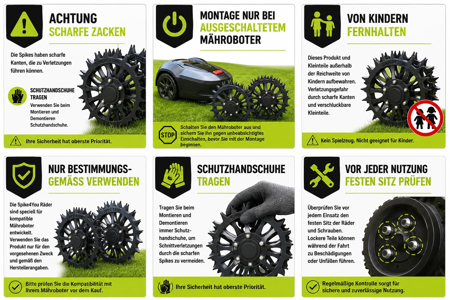 Picos de acero inoxidable compatibles con Husqvarna Automower 305, 310, 315, 315X, 415X, 415X, juego de 2 puntas de rueda
