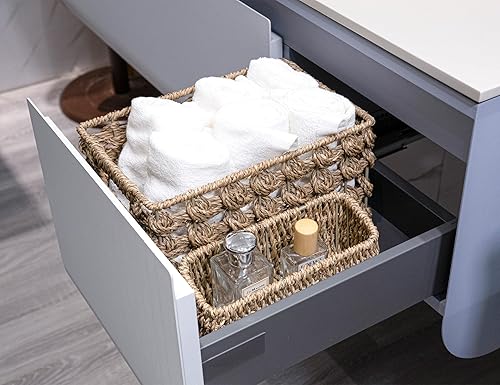 Miniatura 3 de Ellinia Cestas de almacenamiento de mimbre, cestas de pastos marinos para organización de mostradores, cestas rectangulares tejidas a mano para