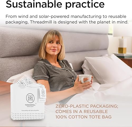 Miniatura 7 de Threadmill Supima - Juego de sábanas de 656 hilos para colchón individual, juego de sábanas de satén sólido con bolsillo profundo de 16 pulgadas,