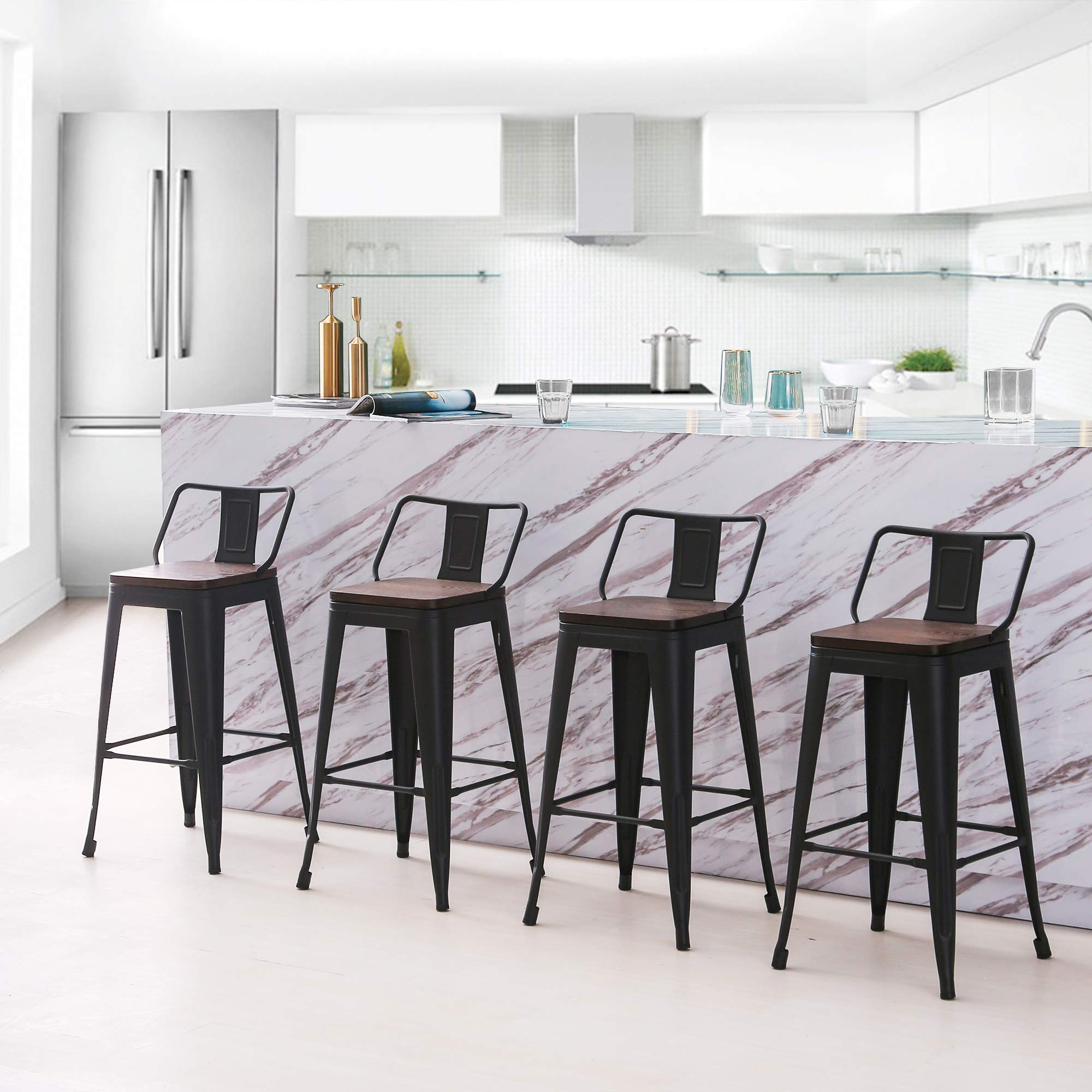 Buy HAOBO Home 24" Low Back Metal Counter Stool Height Bar Stools with