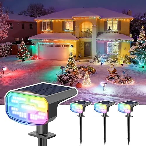 Miniatura 20 de Focos solares para exteriores, impermeables, IP65, paquete de 4, 2 CCT (3000 K/6500 K), 4 modos de iluminación seleccionables, luces solares solares