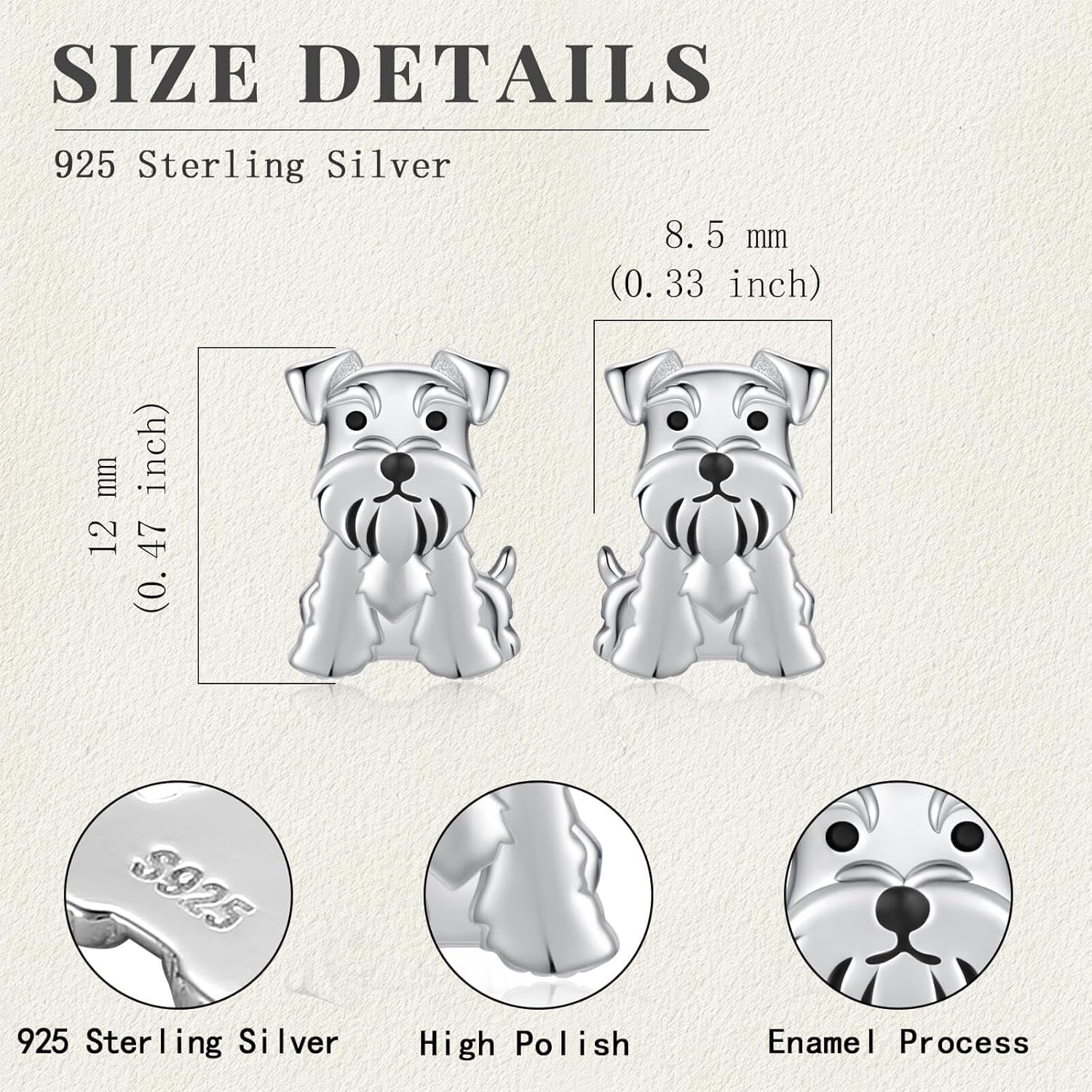 Sterling Silver Dogs Stud Earrings Pug French Bulldog Dachshund Schnauzer Golden Retriever Dalmatian Puppy Earrings Dog Jewelry Gifts for Pet Lovers - Image 7