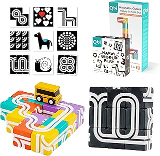 Toy 2 Sets Combo | Happy School Bus & Happy World Play, Magnet Building Tiles, Colorful Blocks Construction Educational STEM Toys with Kids car for 1+ Year Old Boys & Girls (13 pcs+ 9 pcs)