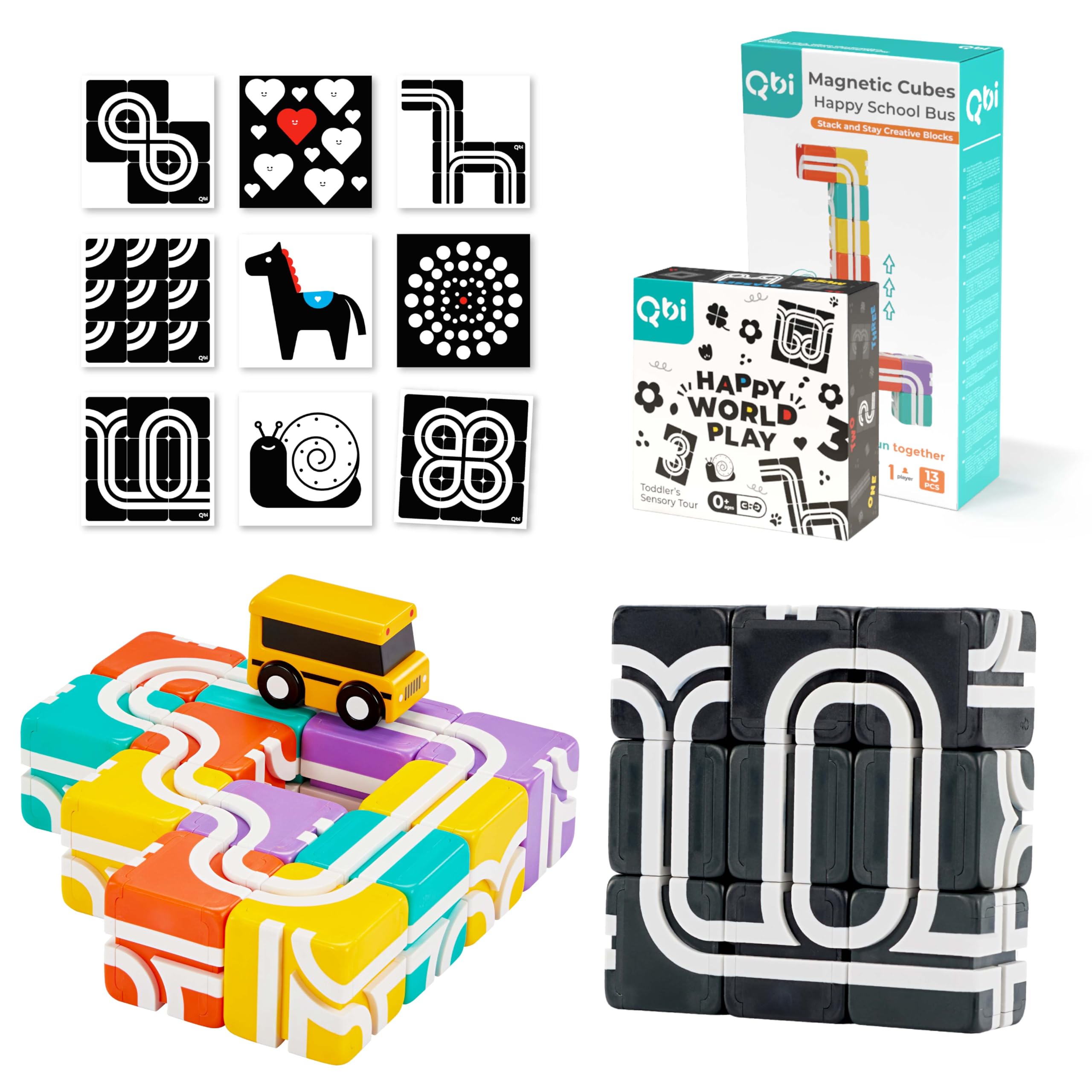 Amazon.com: QBI Toy 2 Sets Combo | Happy School Bus & Happy World