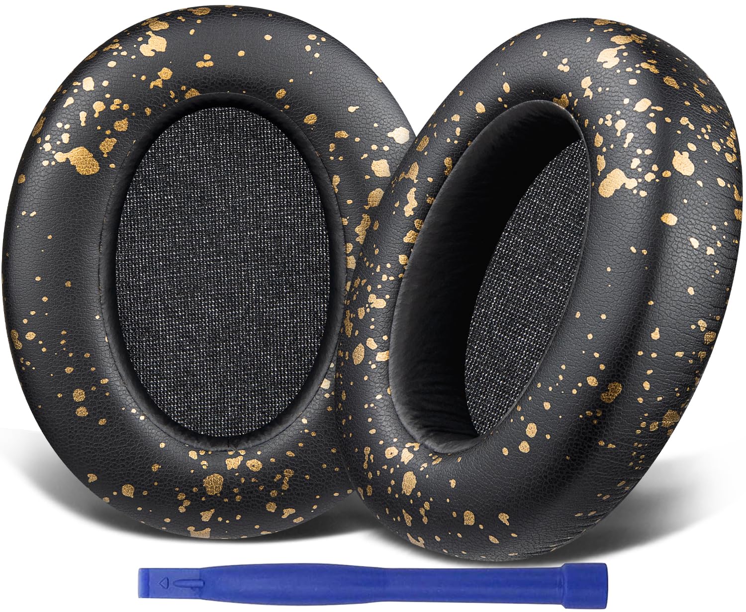 SOULWIT Earpads Cushions Replacement for Sony WH-XB910N Extra Bass Headphones, Ear Pads with Soft Protein Leather, Noise Isolation Foam - Black Gold