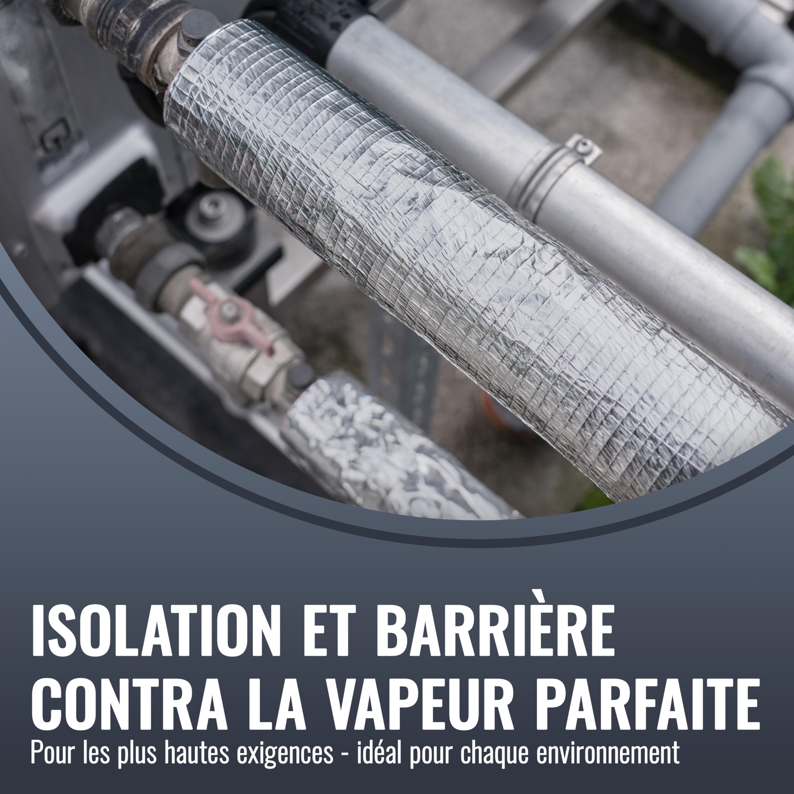 Ruban Adhésif Aluminium Renforcé par Fibre de Verre 50m x 48mm pour Isolation Tuyauteries