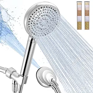 Filtered Shower Head with Handheld, 8+2 Modes High Pressure with Multi-Stage Filter Beads for Hard Water - Gentle on Skin & Hair, Long Stainless Steel Hose, Overhead Brackets, G1/2 Universal (Chrome)