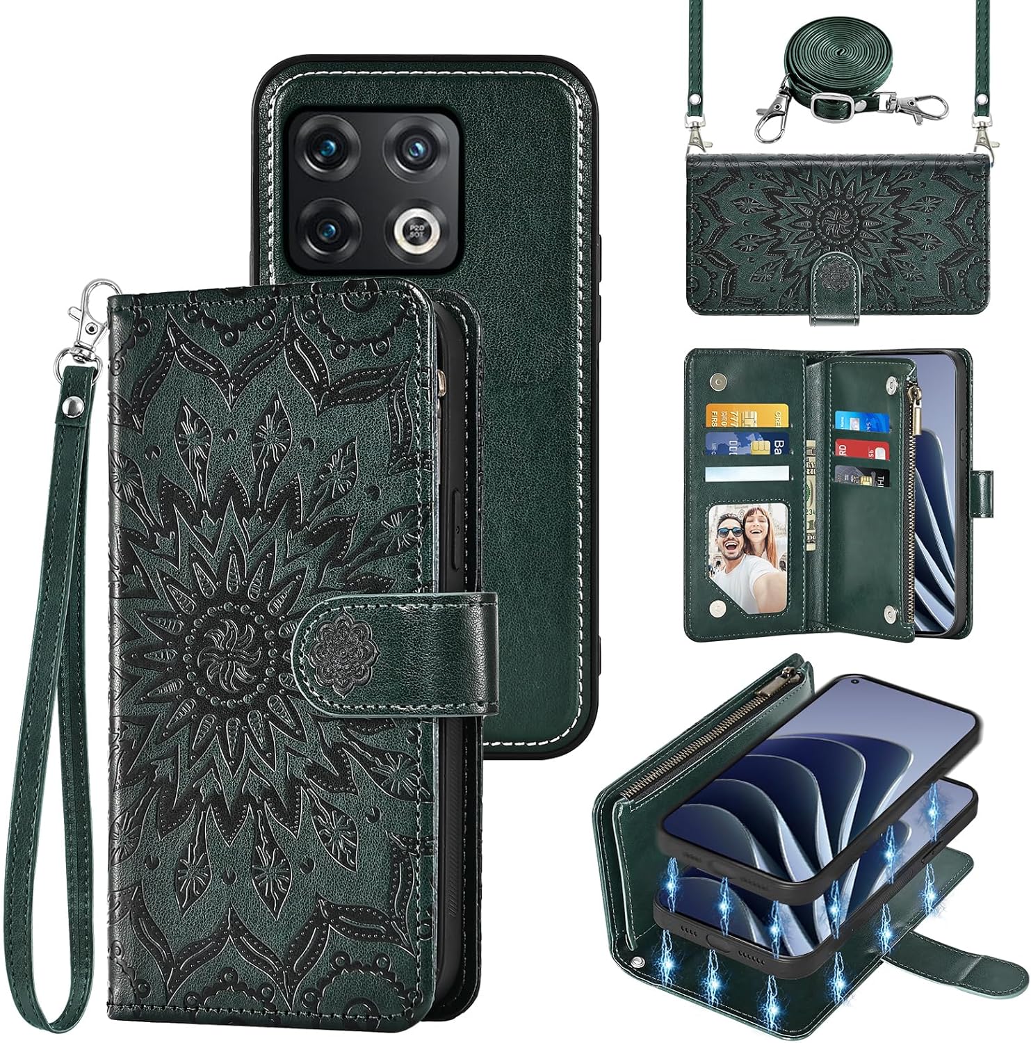 Case For Huawei Honor Magic5 Pro 5G Wallet Case, Wristband Flip Bracket Pu Leather Wallet Shell Cash Card Slot Cover Detachable Lanyard - View #10