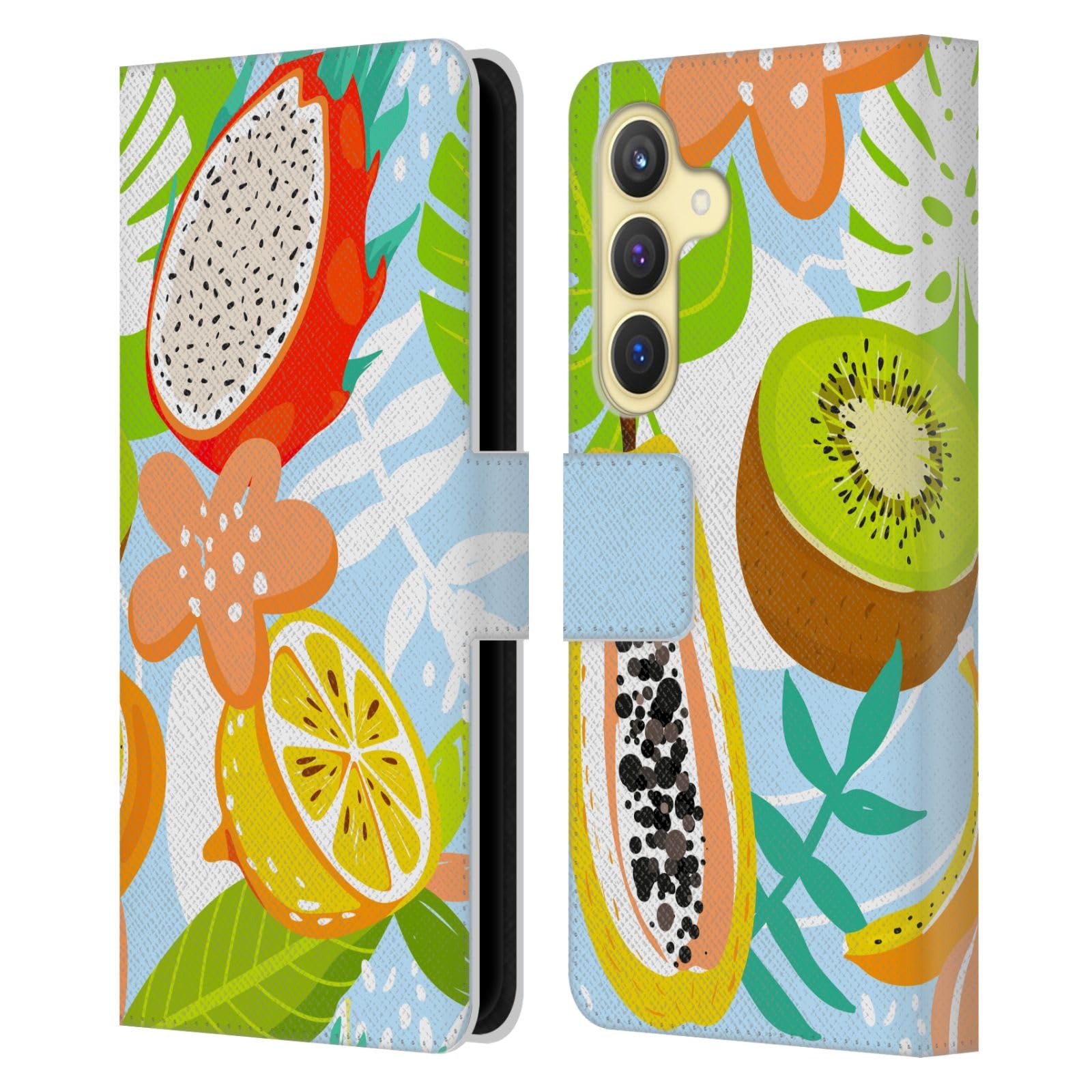 Carcasa de Cuero Tipo Libro compatible con Samsung Galaxy S24 5G funda protectora de frutas 7