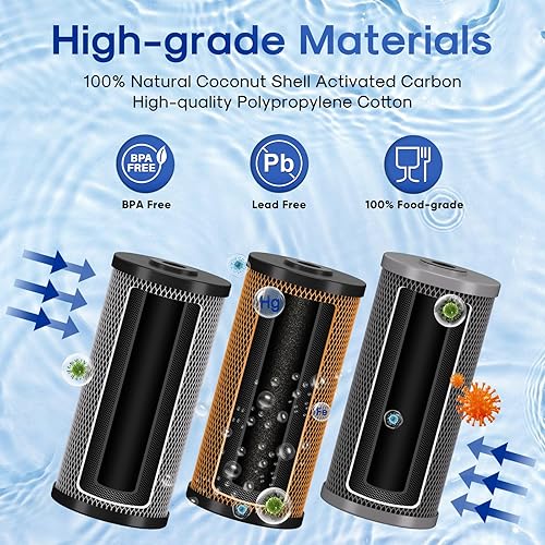 Miniatura 3 de ICEPURE Juego de filtros de agua para toda la casa de 4.5 x 10 pulgadas, kit combinado de sistema de filtración de agua de 3 etapas con bloque de