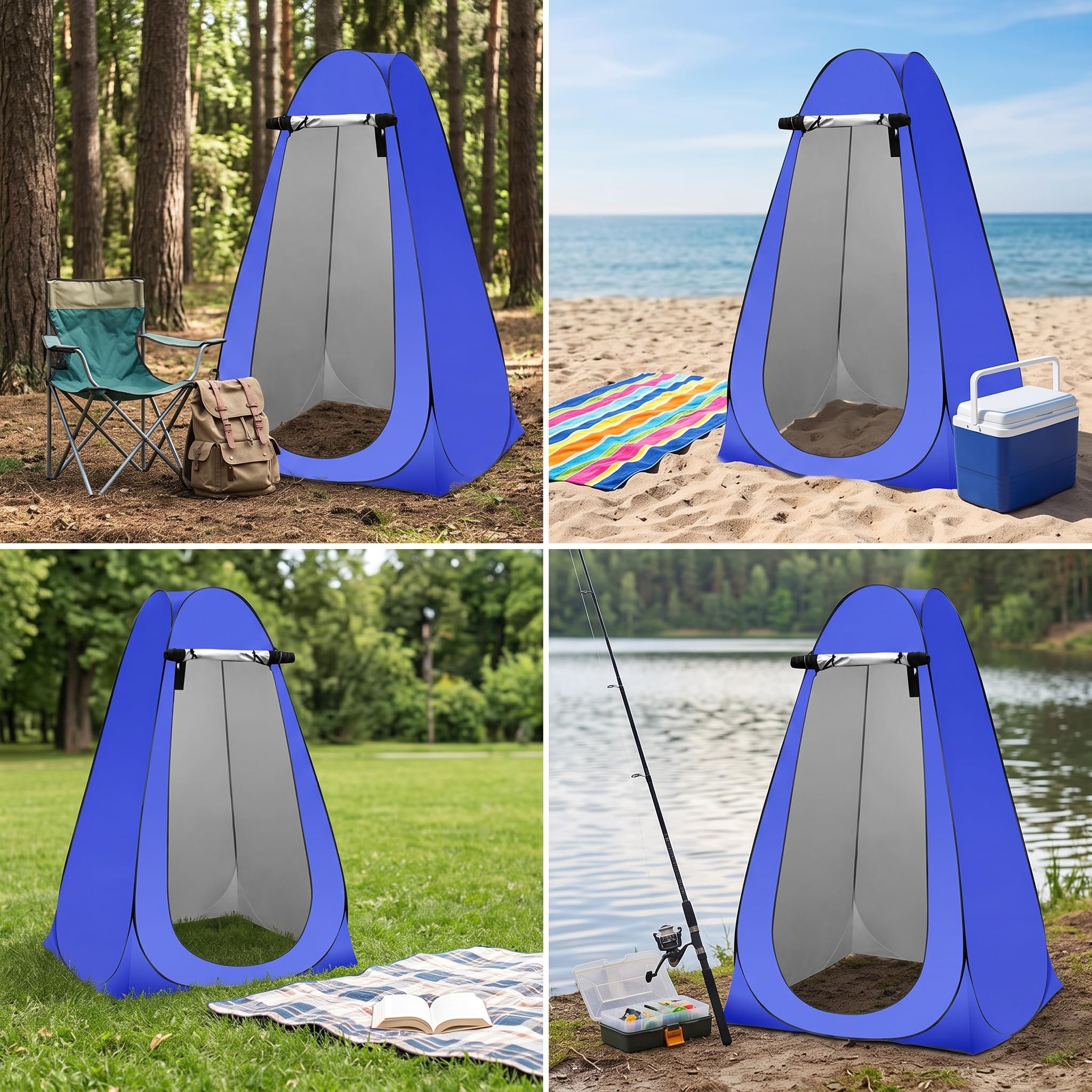 Tienda Privacidad para Uso en Exteriores, para Acampar - para Senrismo, Azul, Doble (150 * 150 * 190cm)