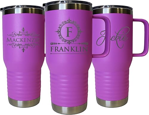 Miniatura 4 de Taza de café personalizada de acero inoxidable de 20 onzas con recubrimiento en polvo, aislamiento al vacío, doble pared, taza de café con asa y