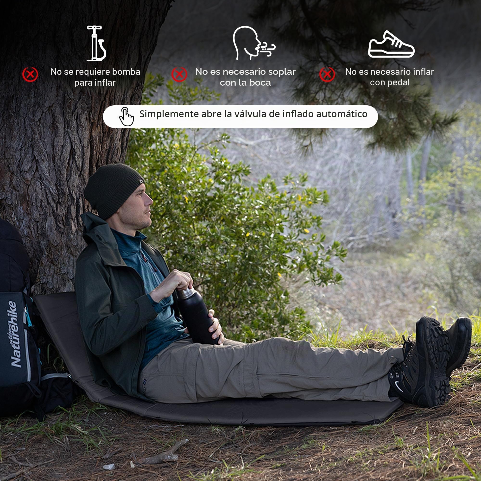 Naturehike Colchoneta Autoinflable Colchón para Acampar Resistente de 5 cm de Grosor, Puede Conectar Múltiples Colchones para Dormir Livianos, Adecuado para Mochileros, Tiendas de Campaña, Hamacas