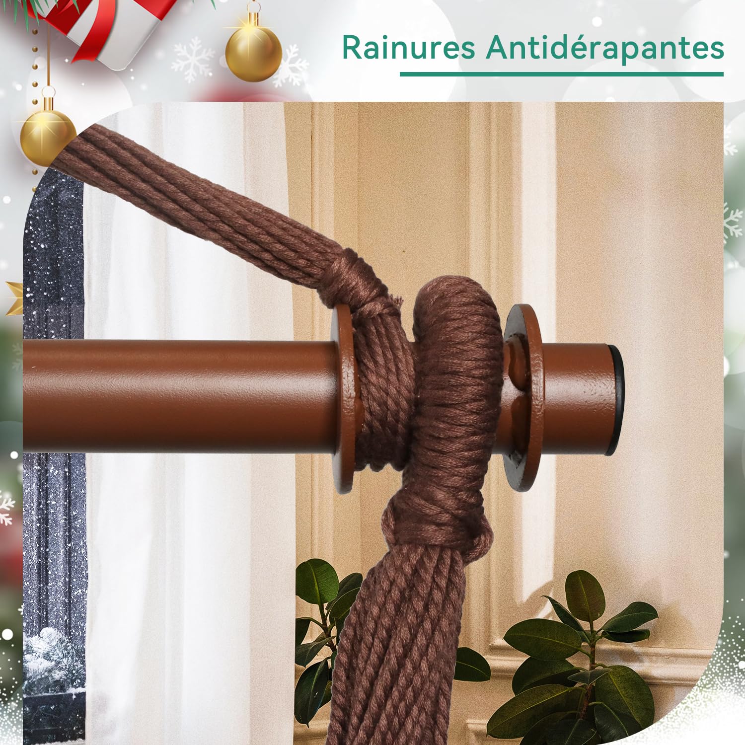 Bathonly Siège Suspendu Chaise Un Caraïbe avec Barre en Métal Amovible, Grande Hamac Chaise Pivotante, Chaise Suspendue en Corde XL pour Extérieur Et Intérieur, Capacité de 150 Kg, Marron