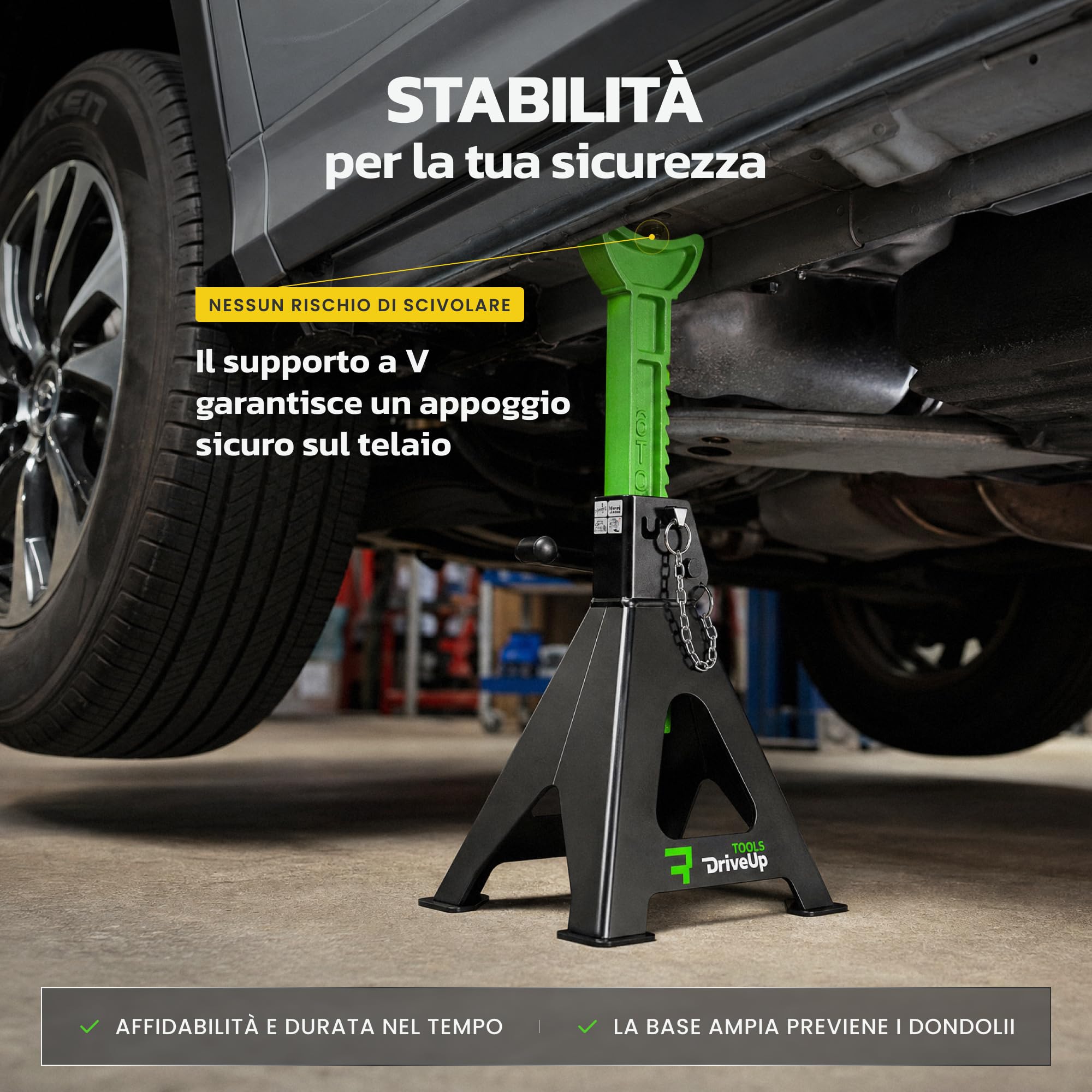 Cavalletti di supporto per auto 6 tonnellate, cavalletto per cric stabilizzante, confezione da 2, per auto solleva fino a 6 tonnellate, per un totale di 6 tonnellate
