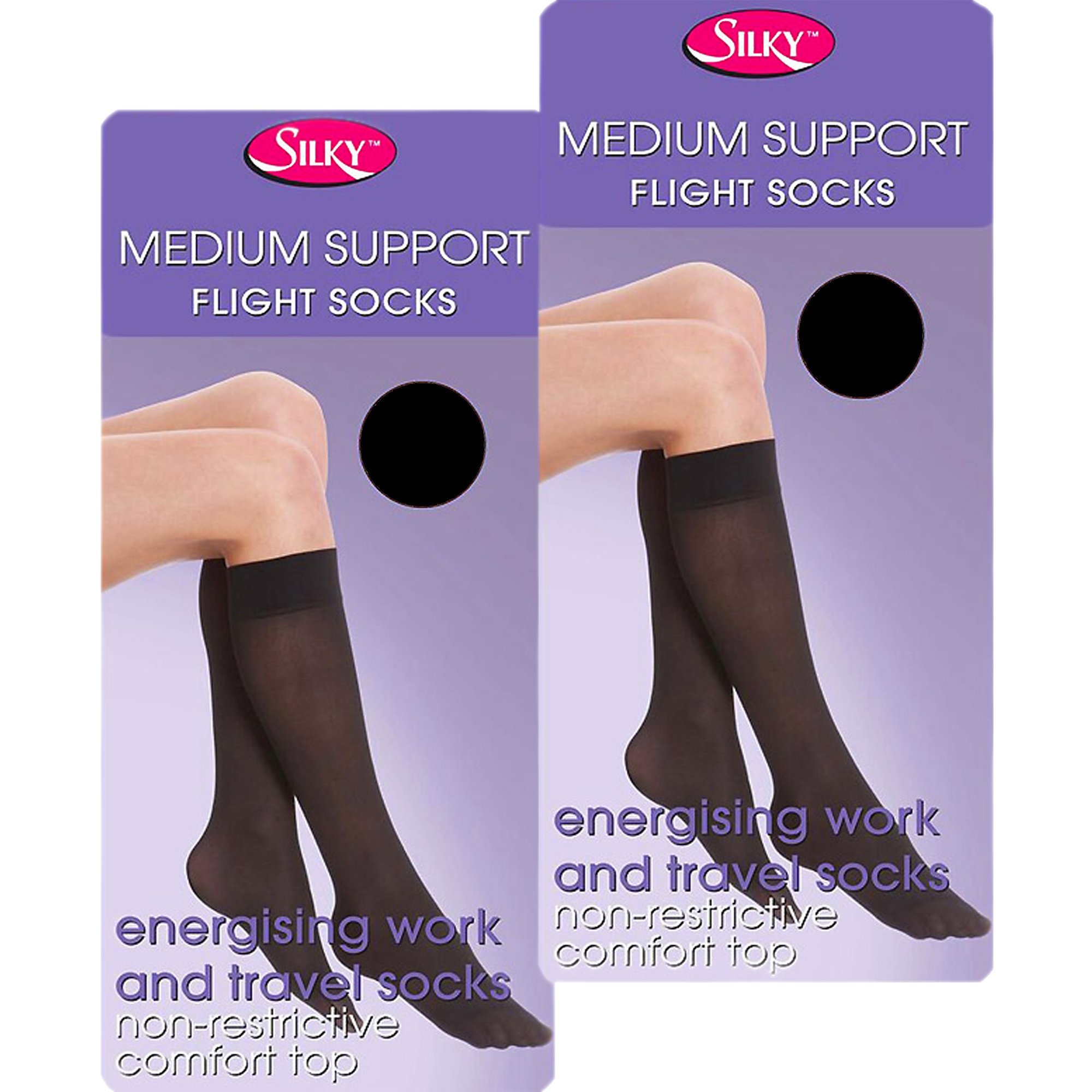 Silky40 Denier Energising Medium Support Knee High Socks (2 Pair Pack)
