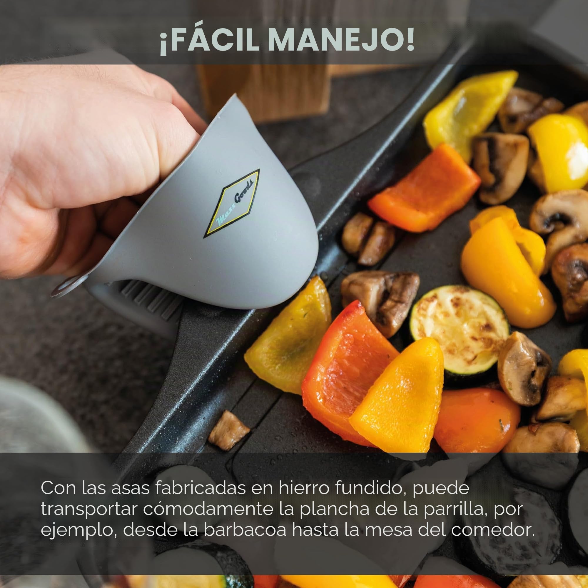 Plancha de aluminio fundido - 43 x 28 x 2,5 cm - Para inducción y todo tipo de cocinas - Recubrimiento antiadherente - Antideslizante - Made in Germany - Sin PFOA