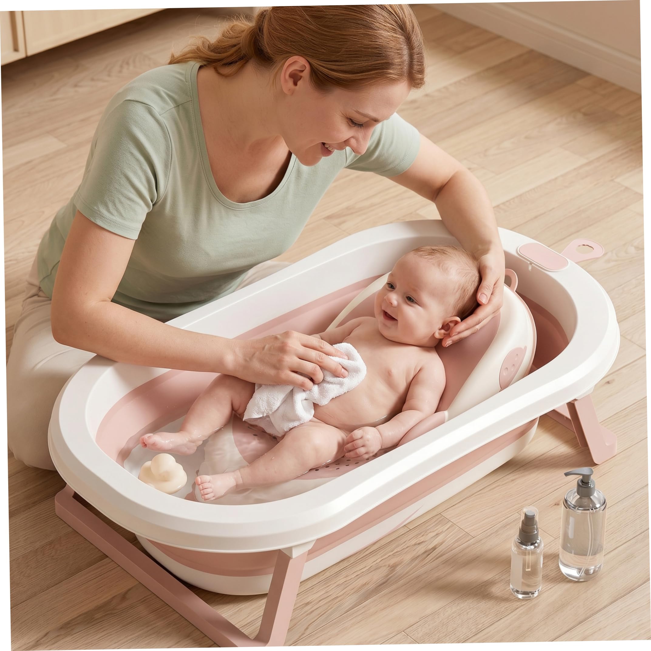 Vaschetta per il bagnetto | Supporto per il bagnetto, Sedile per pieghevole e appendibile con drenaggio Cuscino ergonomico per neonati adatto alla maggior parte delle vasche da bagno, Style-
