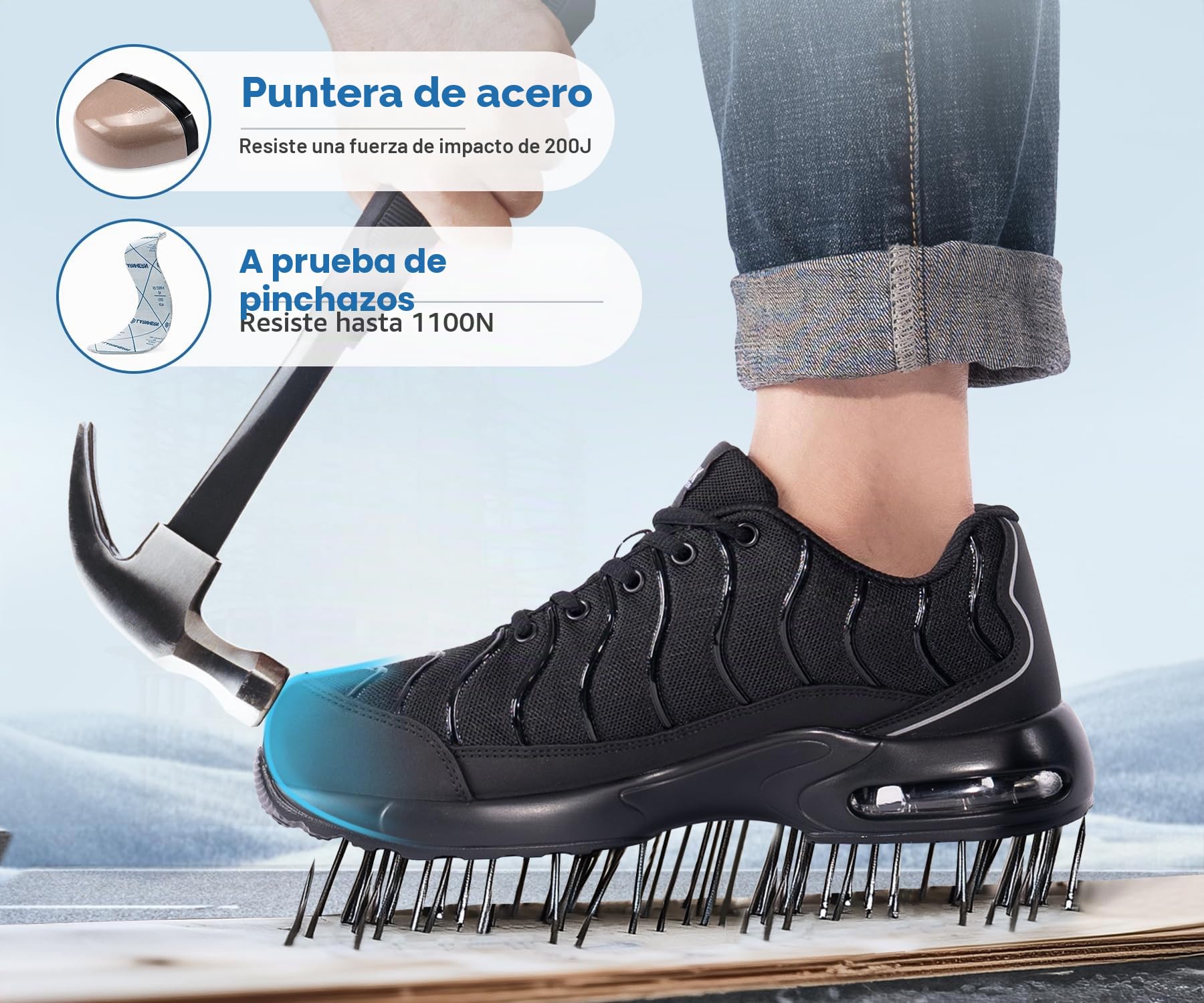 LARNMERN Zapatos de Seguridad para Hombre Mujer Trabajo Clazado