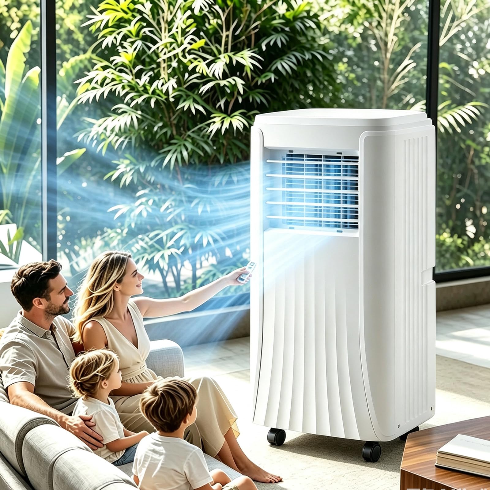 CGLYYDS Portable Air Conditioner Evaporative Air Cooler,12000 BTU AC Cools 20㎡. with Fan & Dehumidifier,Remote, 24H Timer,360° Casters, Window Kit for Room Office Apartment 12000BTU