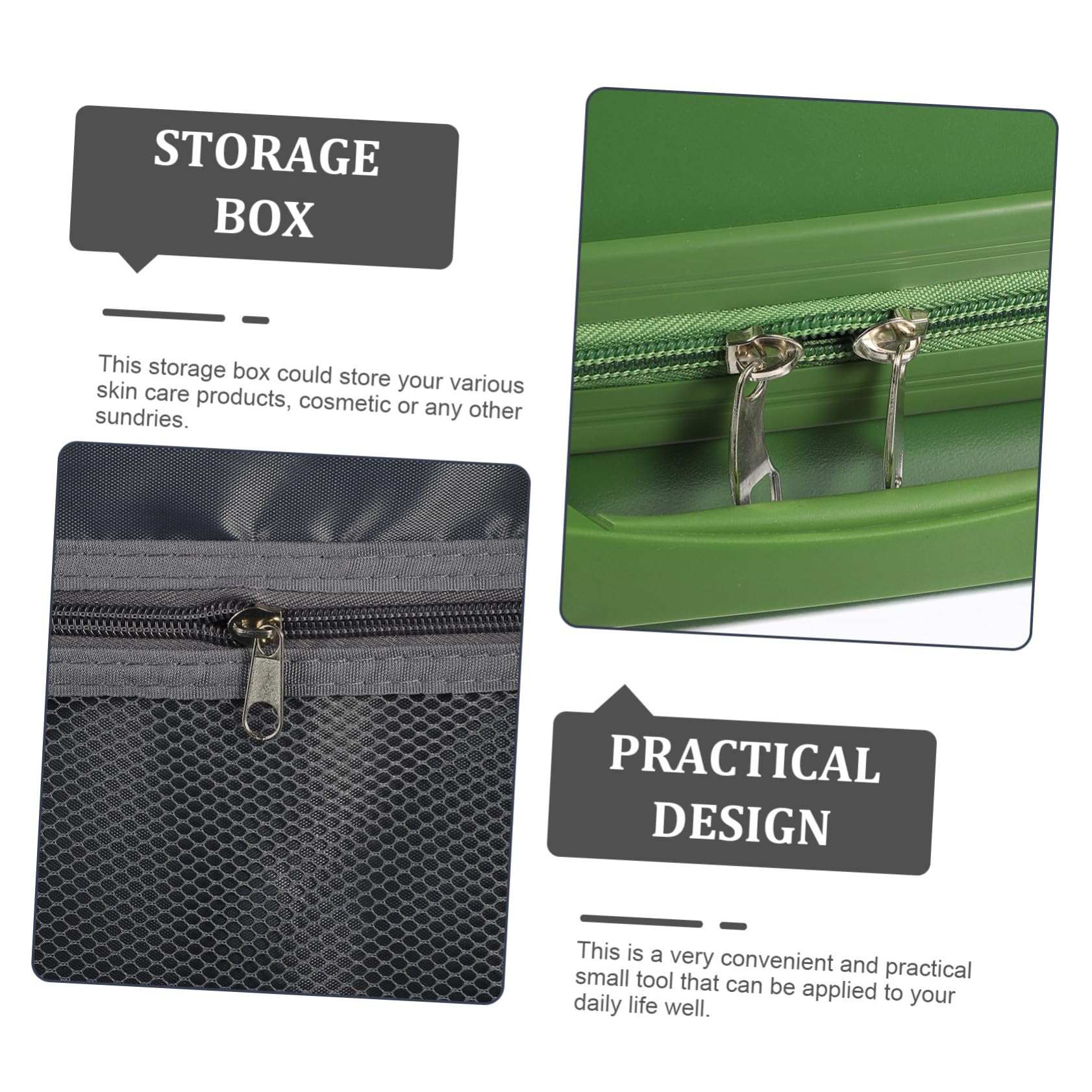 Valigetta Trucco da Viaggio in PC Verde Design a Fascia Elastica, Multifunzionale per Studenti e Lavoratori in Ufficio e Scuola