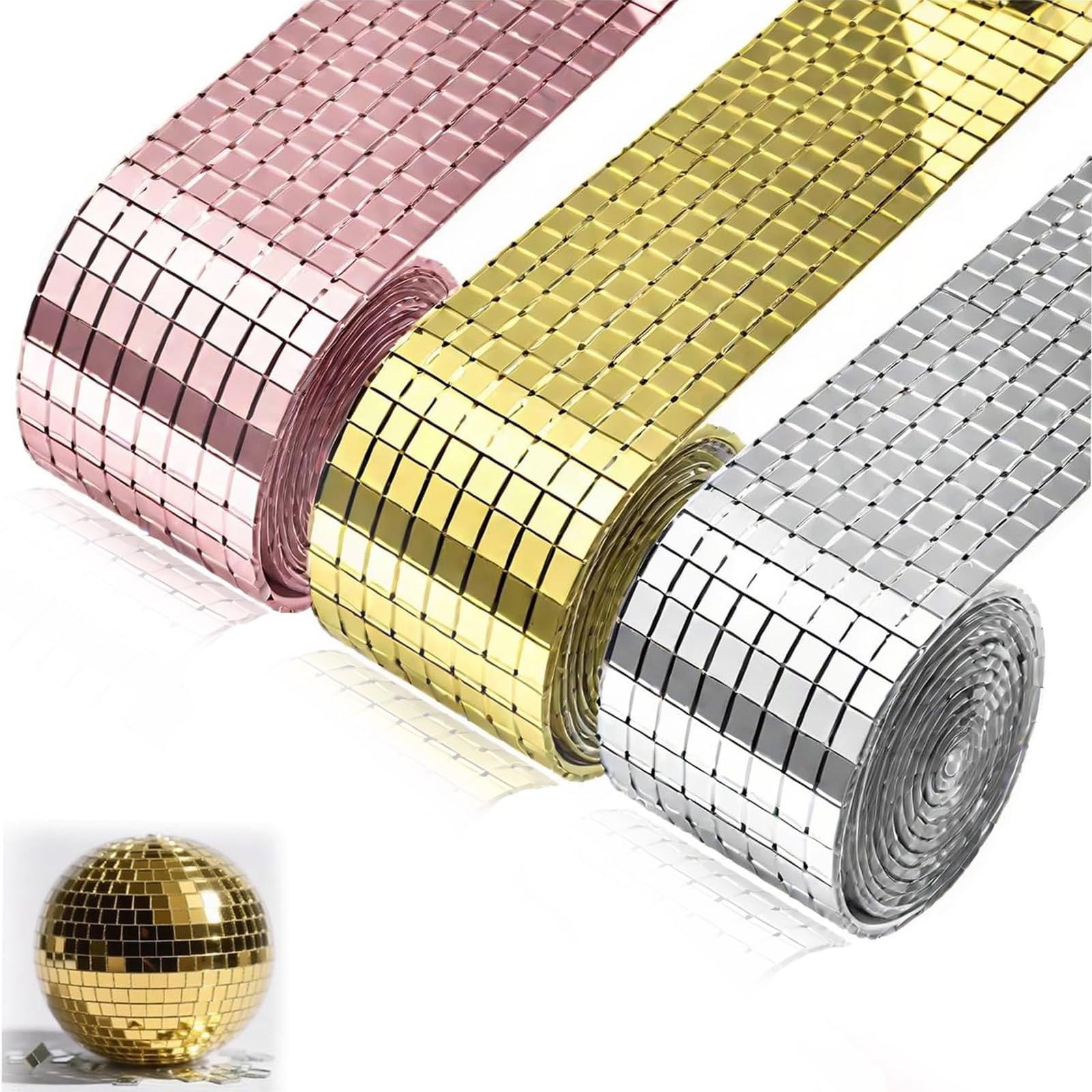 GIONAR 4392 mattonelle autoadesive a mosaico a specchio in vero vetro, per fai da te, decorazione fai da te, palla da discoteca, decorazione per la casa, mini specchi quadrati adesivi 5 mm x 5 mm