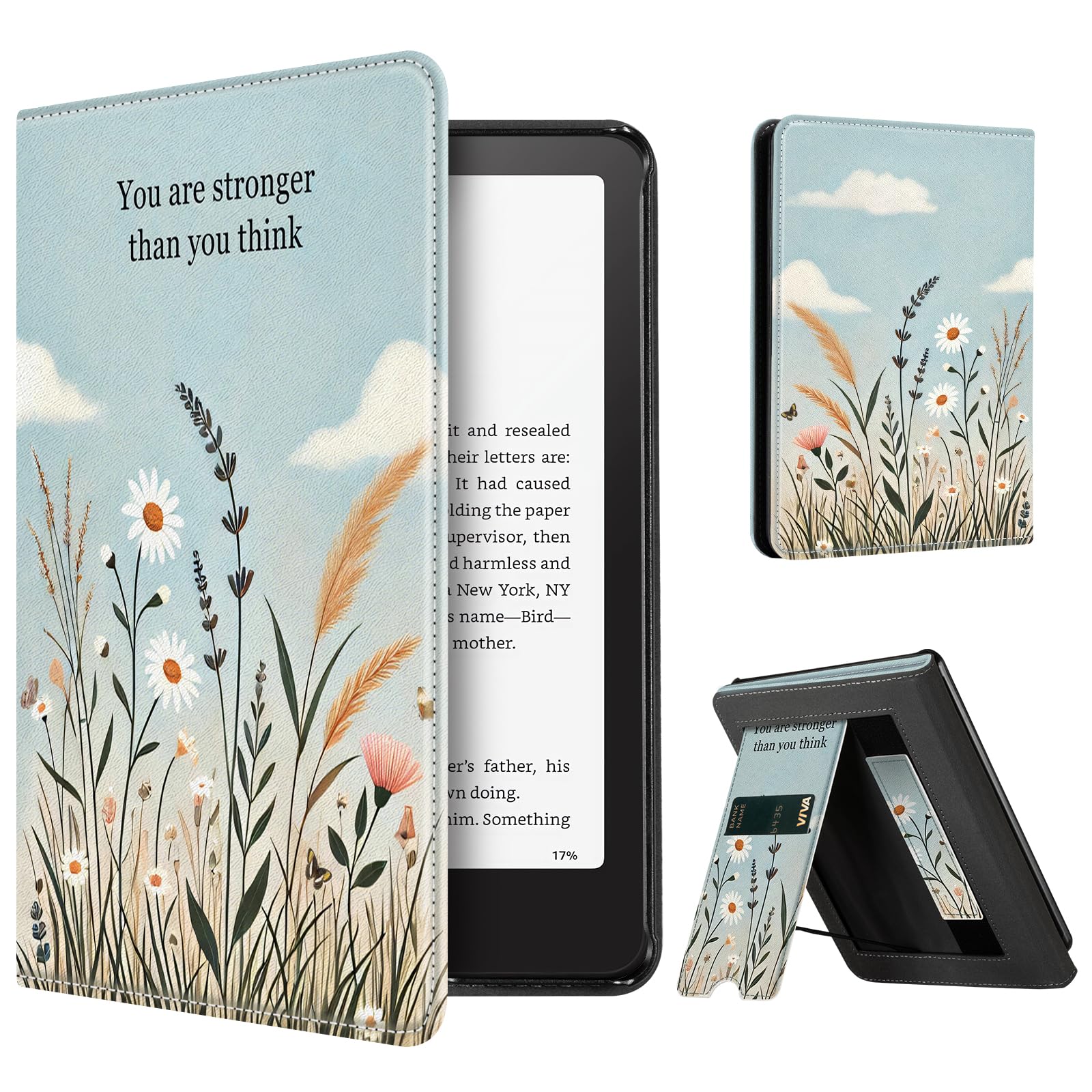 CoBak Stand Case for 7" Kindle Paperwhite 12th Gen 2024 and Kindle Colorsoft with Hand Strap - Compatible with iPhone MagSafe, for Samsung/Belkin/Anker Wireless Charging Pads, Durable, Auto Sleep Wake