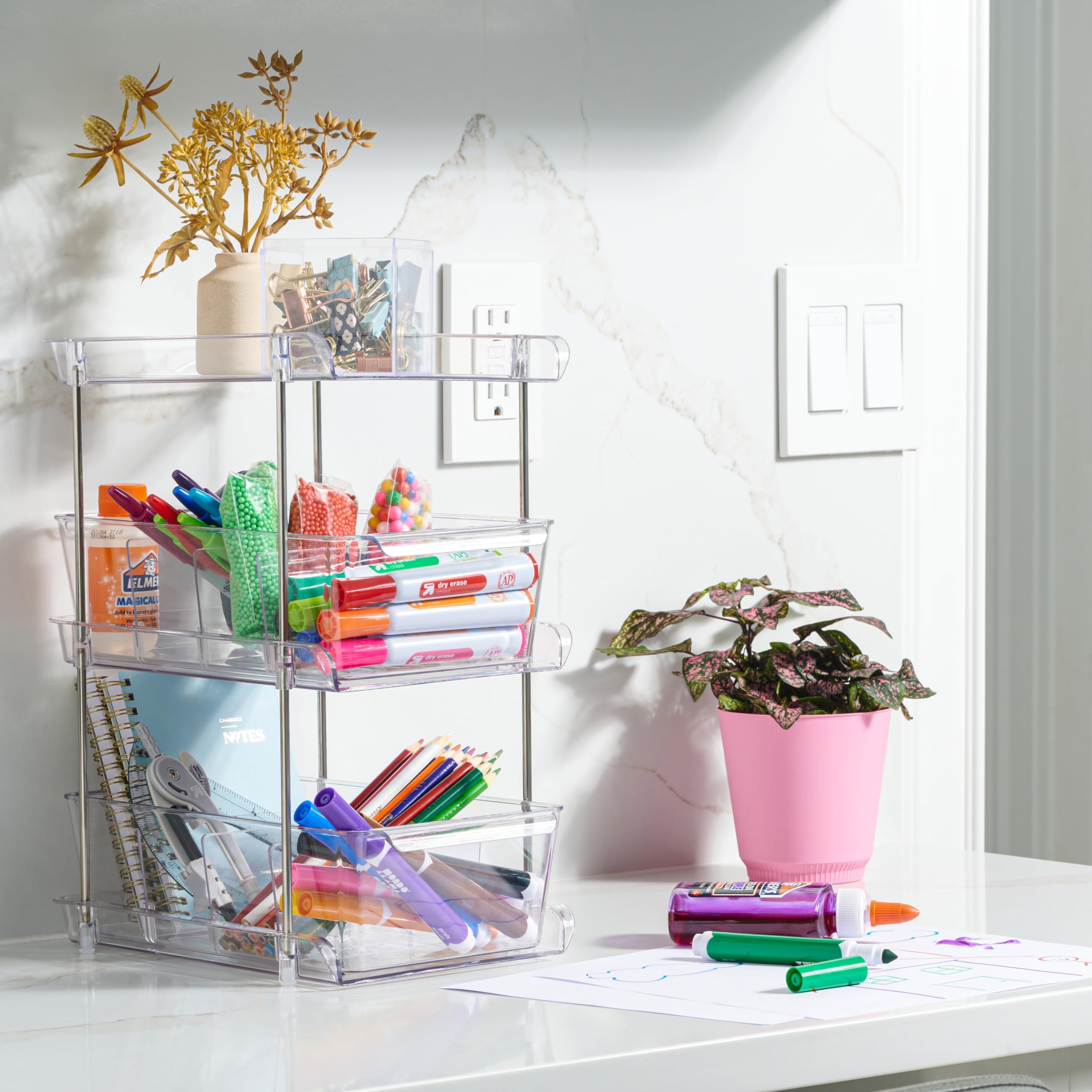 Organizzatore Trasparente A 3 Ripiani Per Lavandino Del Bagno, Cassetto