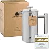 groenenberg french press stainless steel 0.35-1 liter 2-5 cups coffee maker double-walled insulated coffee press incl. replacement filters & step-by-step instructions english language not coffee press dishwasher safe