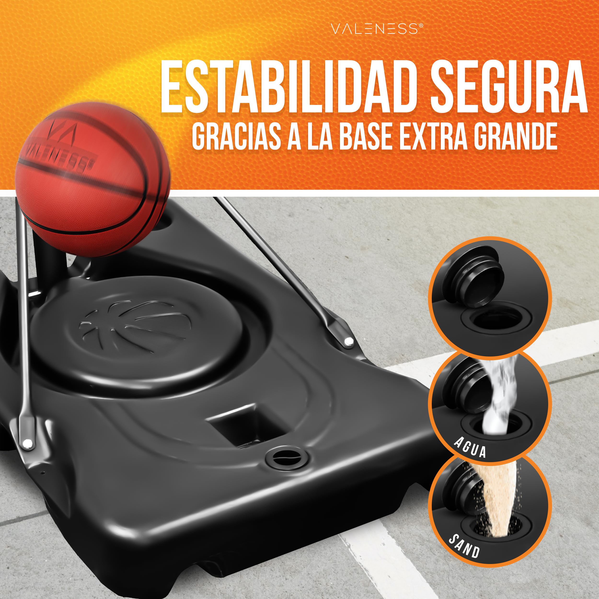 Aro de Baloncesto para Exterior - Soporte Ajustable en Altura [135 a 305 cm] y Resistente a la Intemperie - Aro Profesional con balón y Bomba para niños y Adultos (Profesional 135–305 cm)