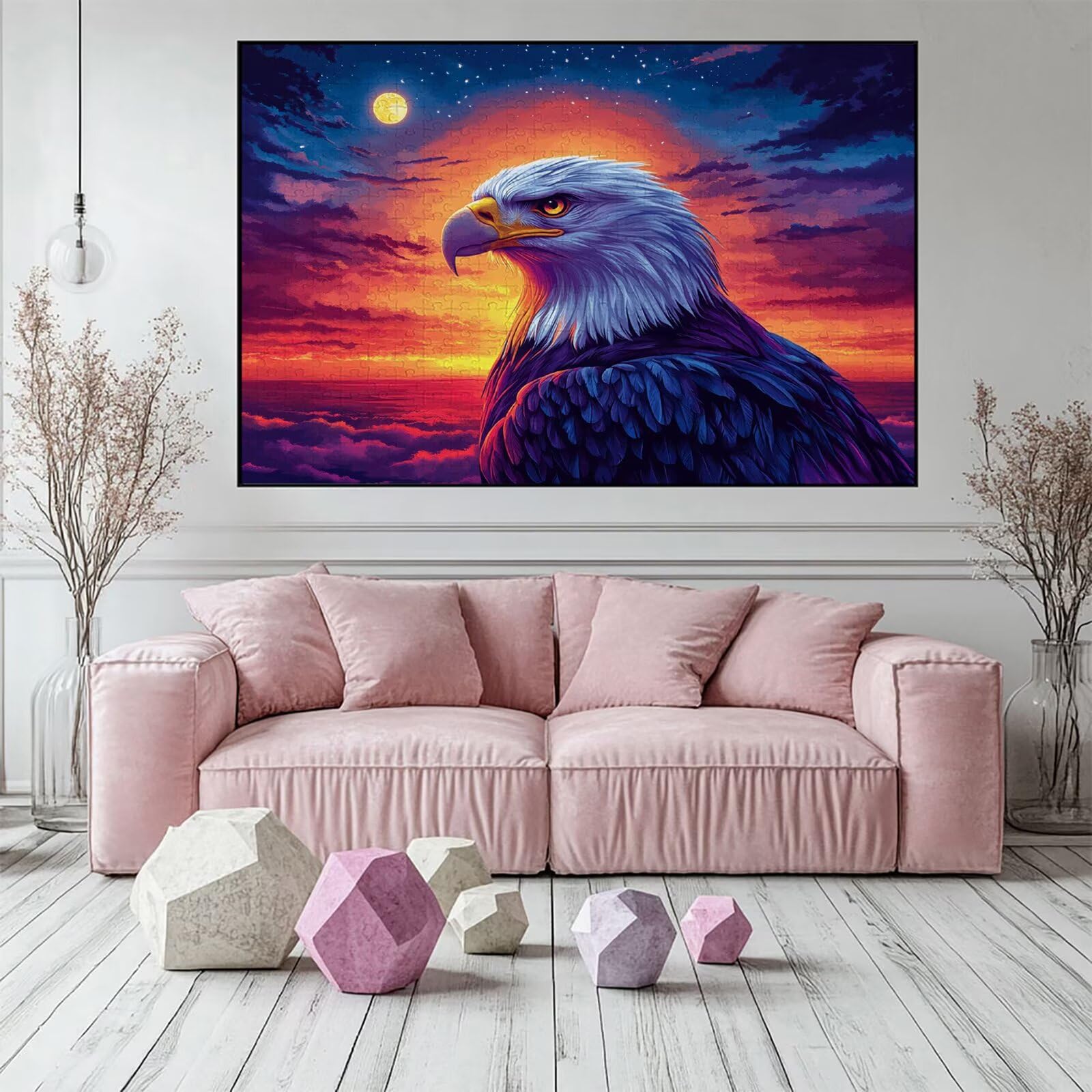 Puzzle 3000 elementów orzeł puzzle dla dorosłych księżyc 122 x 81 cm unikalne rzemiosło klasyczne 3D drewniana układanka do rodzinnych gier aktywnych, układanka do samodzielnego wykonania nawet do