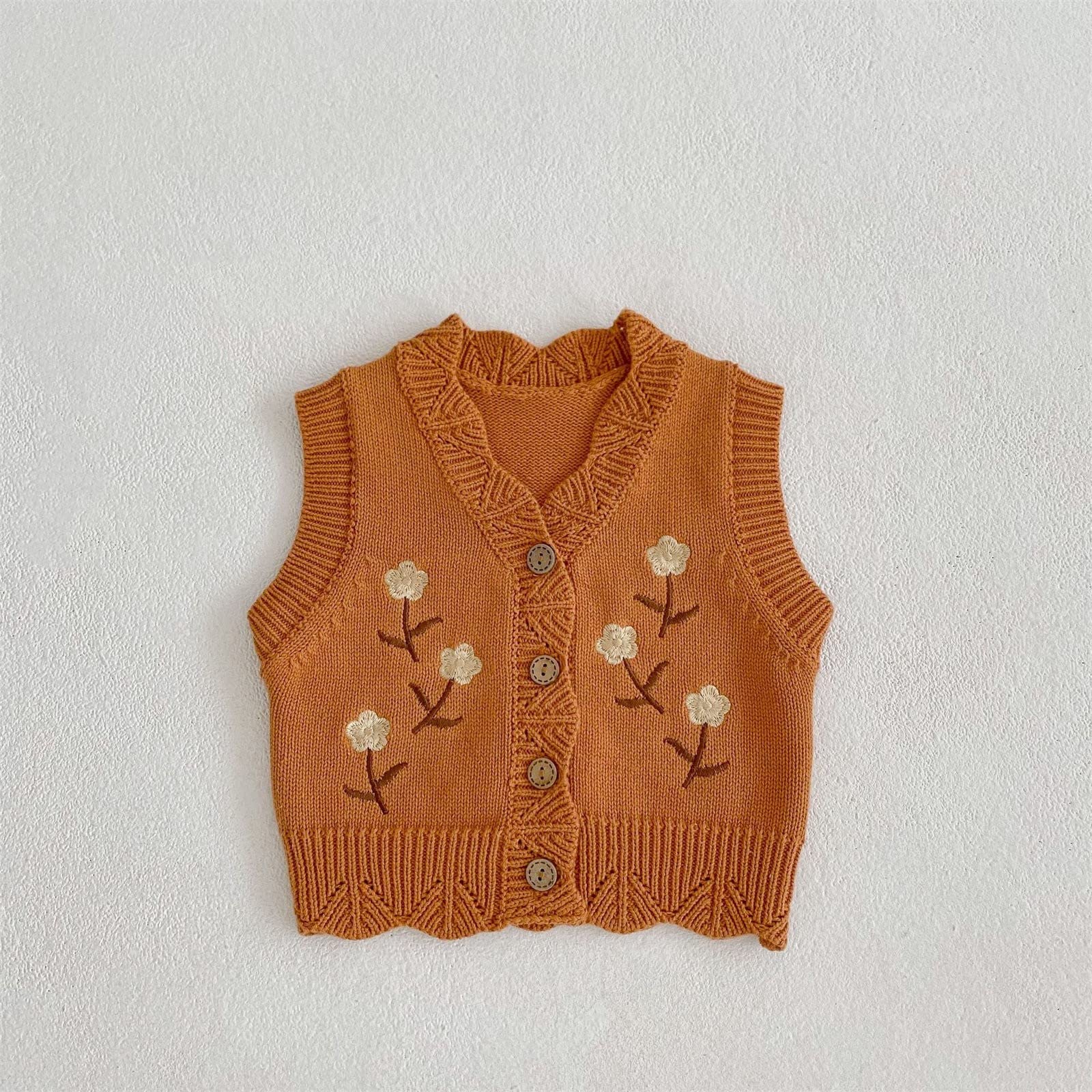 RNTOP Toddler Baby Boys Girls Sweater Vest V Neck Knit Cardigan Sweater Sleeveless Waistcoat Tank (Brown, 0-3 Months) b100p