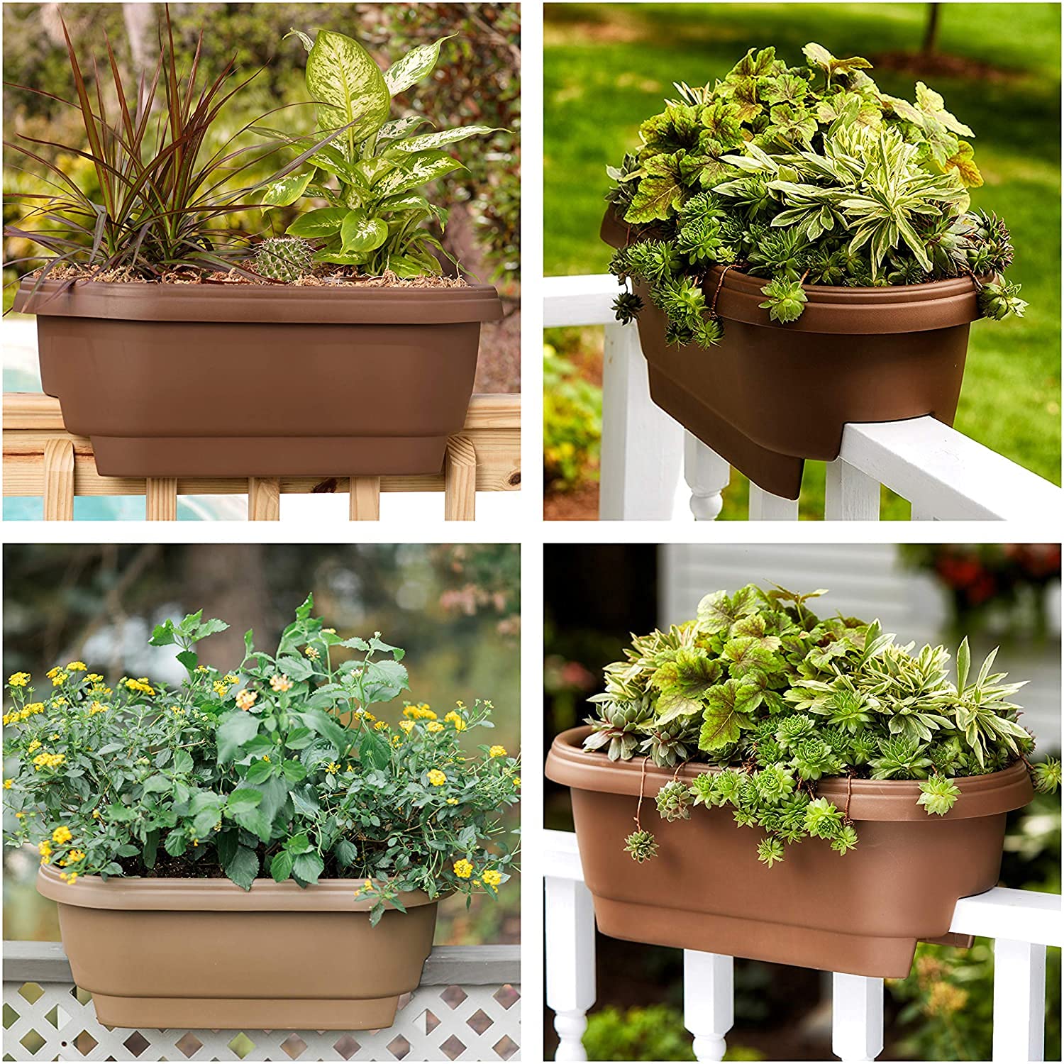 Bloem Cubierta Balcón Rail Planter 24 De Chocolate. | Cuotas Sin Interés