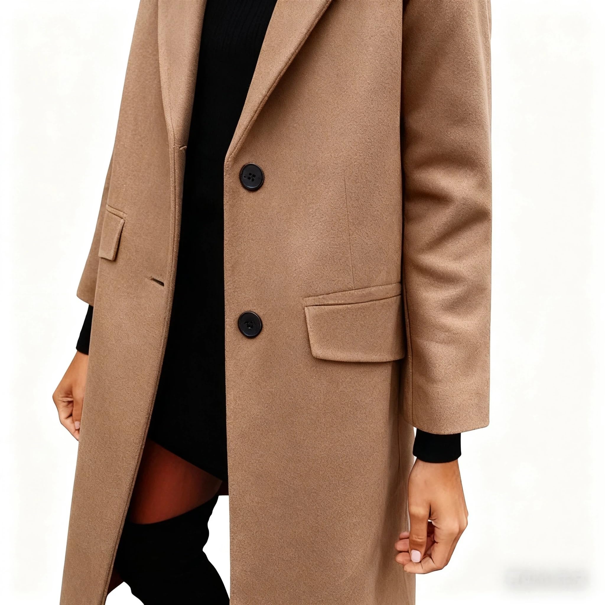 Generico Cappotto Di Lana Da Donna Giacca Invernale In Misto Lana Monopetto Lungo Cappotto Da Pisello Spesso E Caldo Soprabito Da Donna Elegante Antivento Da Lavoro