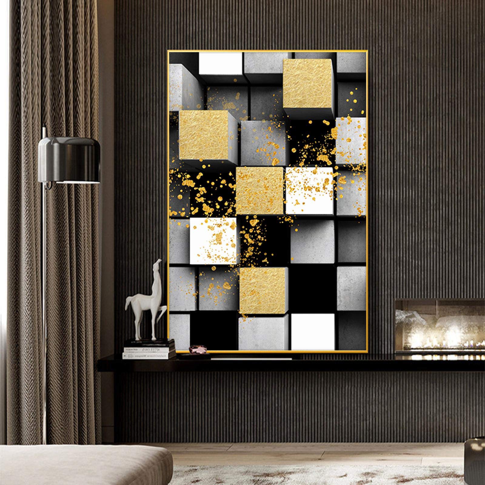 KDXAOBEI Lienzo abstracto Arte de la pared Pintura moderna Impresiones Póster Pared del hogar Decorativo Murales grandes Cuadros para sala de estar 80x120cm (31x47in) con marco