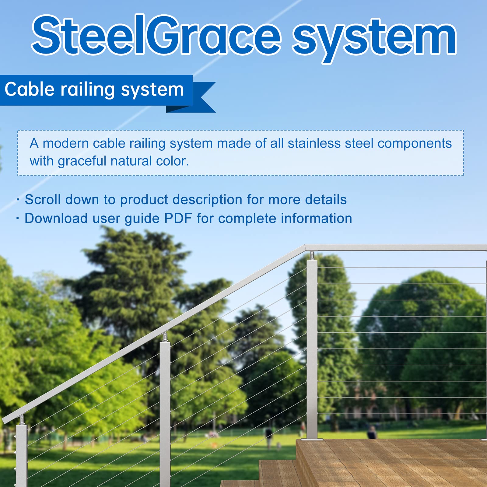 Muzata Stainless Aircraft Steel Wire Rope Cable For Railing ,Decking - View #11