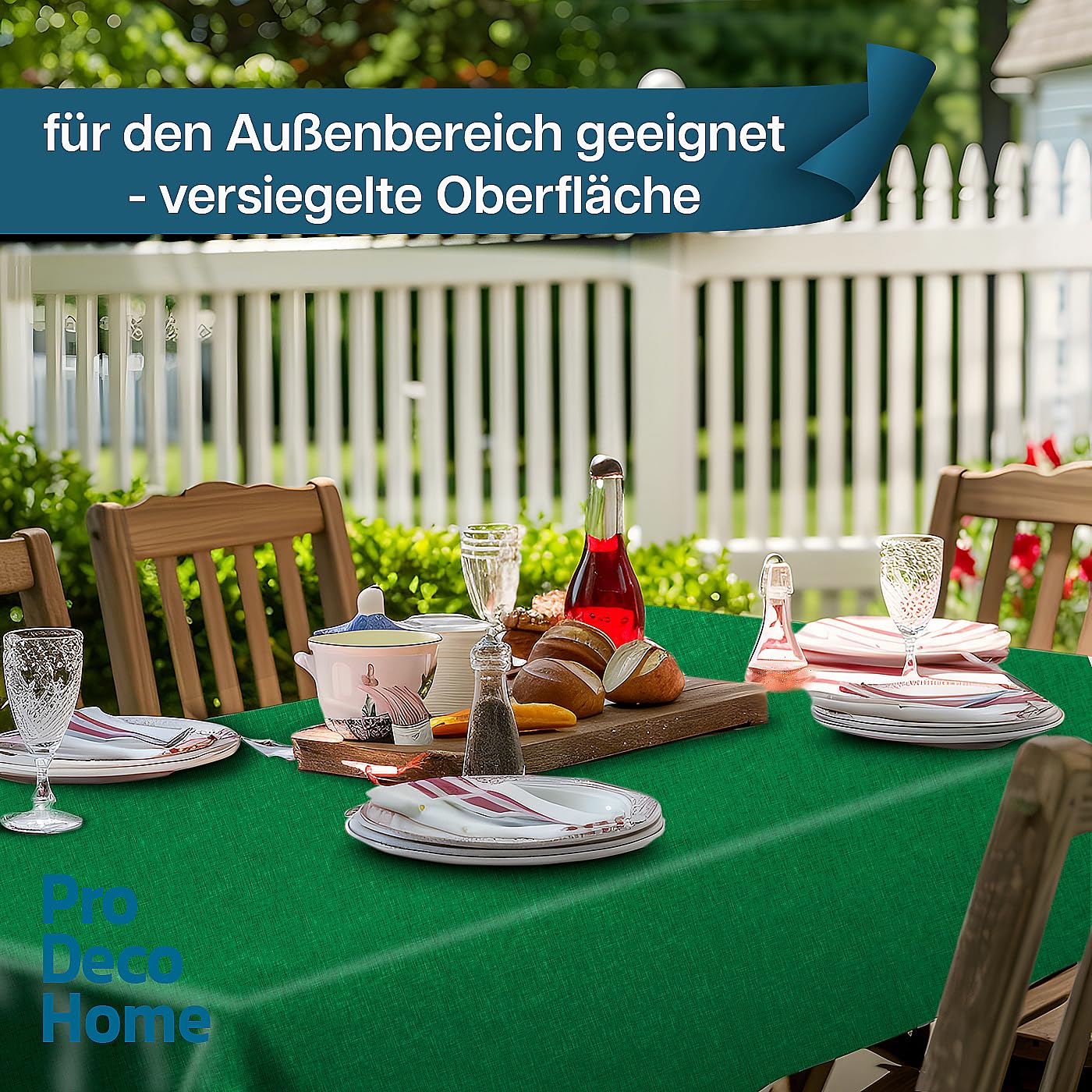 Tischdecke 100% Polyester mit Antirutsch-Funktion Uni Dunkelgrün Rechteckig 130 x 420 cm Tischwäsche Küche, Haushalt & Wohnen