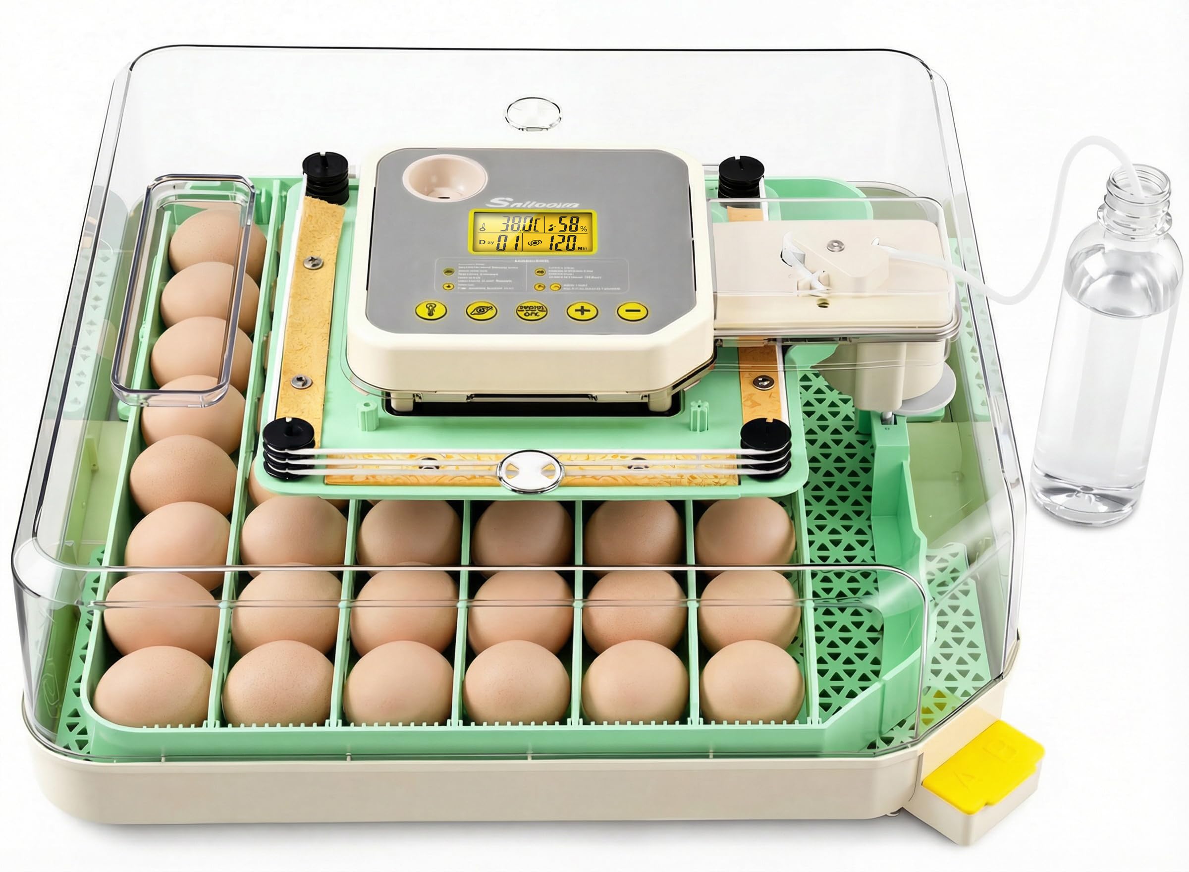 Sailnovo Incubadora de Huevos Automática 48 Huevos con Control Preciso Temperatura/Humedad, Volteador Automático de Huevos, Vista 360°, Ovoscopio Para Huevos, Para Gallina/Pato/Codorniz,Verde
