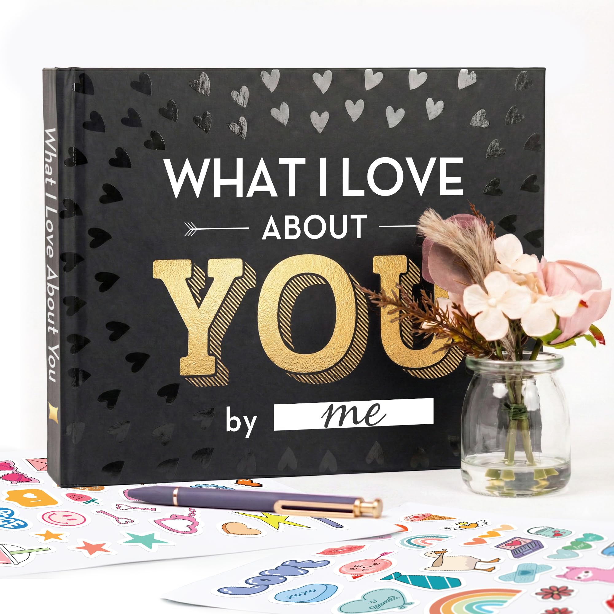 Książka What I Love about You - Prezenty walentynkowe dla niego, dla niej - wypełnij pustą książkę dla mężczyzn, chłopaka, męża, kobiet, dziewczyny, żony, niego, dla niej - prezenty dla par na