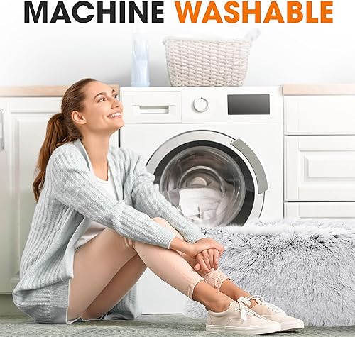 Miniatura 7 de Cheer Collection Juego de 2 almohadas de pelo largo lanudo  Almohadas de piel sintética súper suaves para sofá y cama, lavables a máquina, 20 x 20