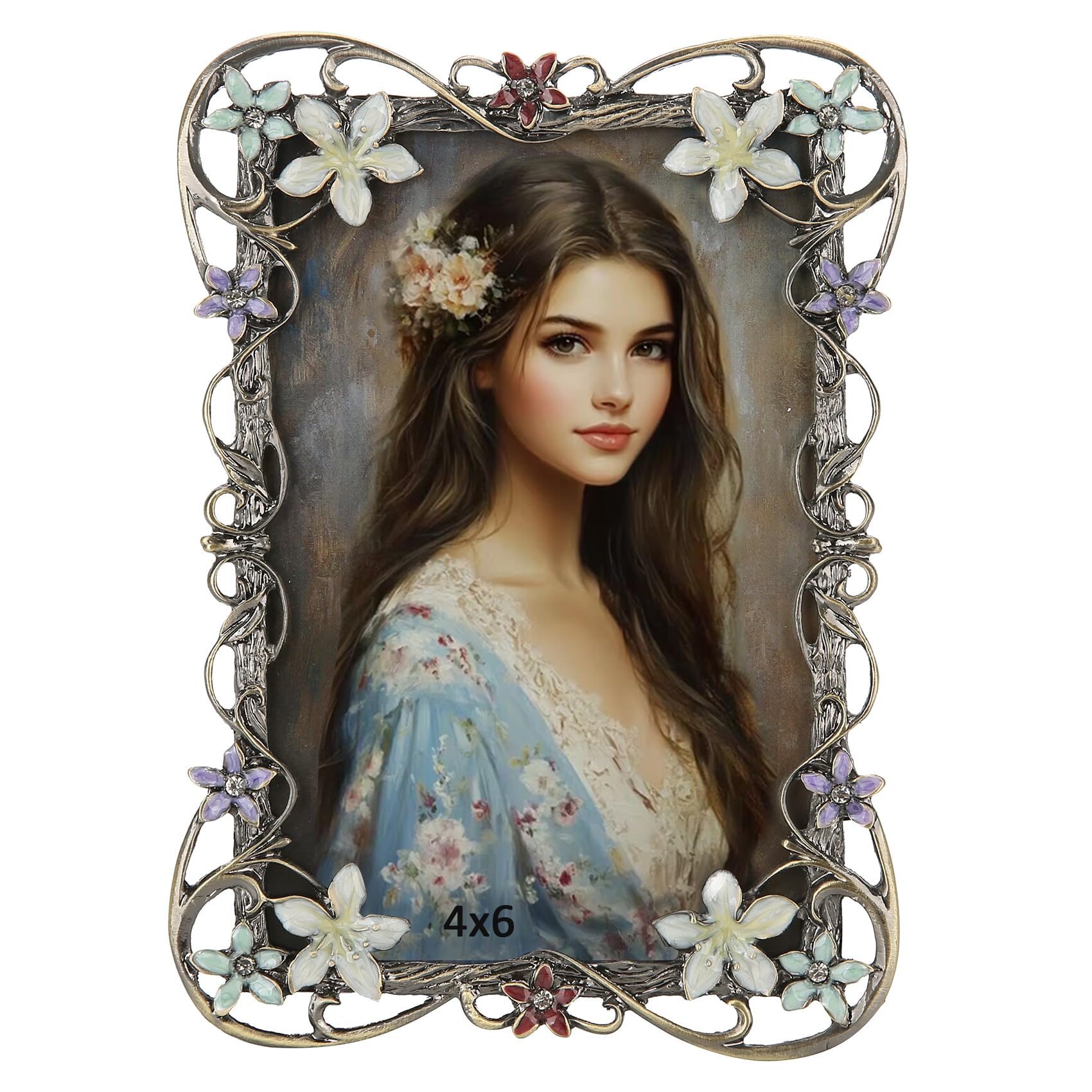 Amazon.com - Goutangen 4x6 Vintage Flower Picture Frame Antique
