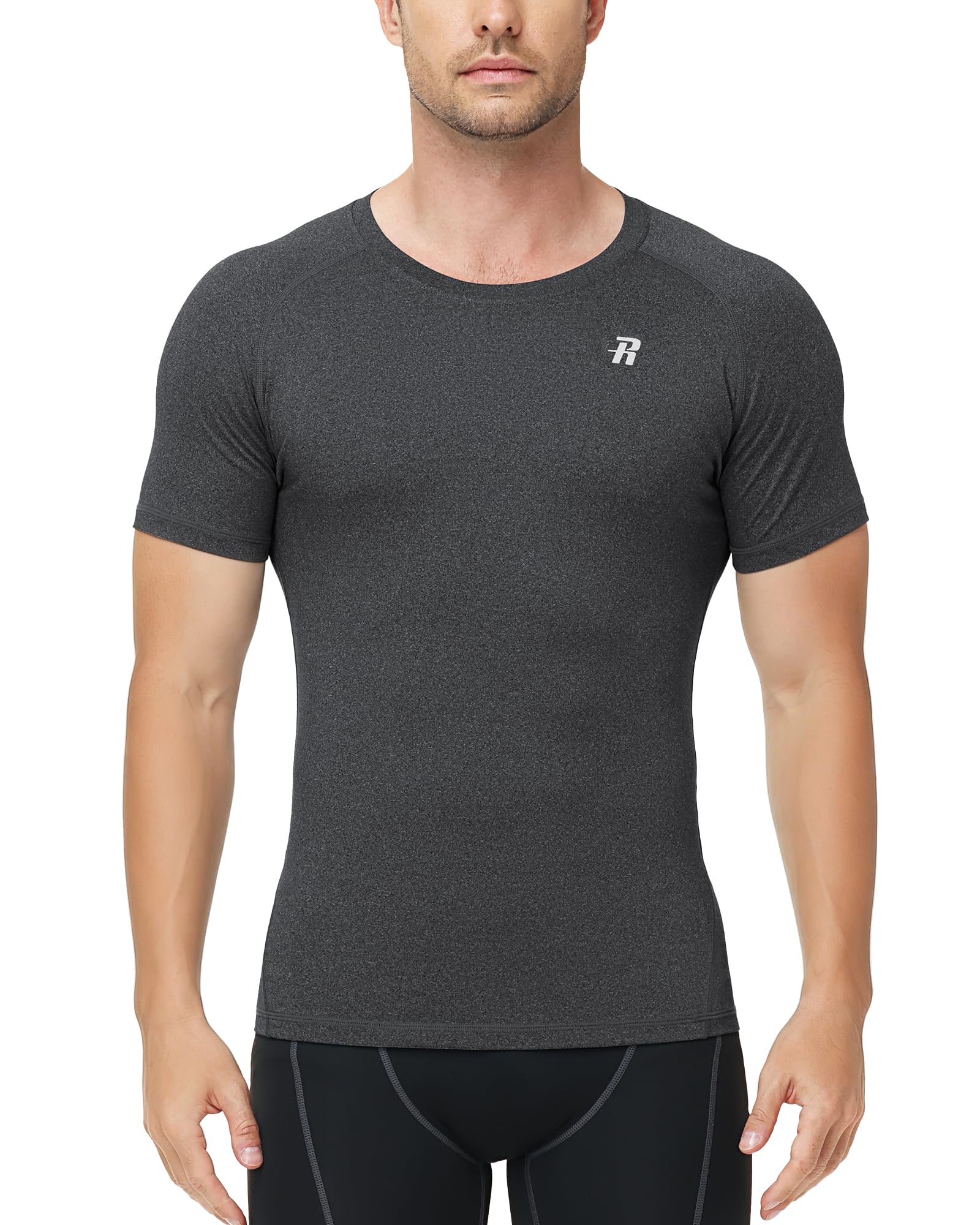 Runhit Kompressionsshirt Herren Kurzarm, Atmungsaktives Sportshirt mit Rücken Mesh, Schnelltrocknendes Compression T-Shirt für Fitness, Laufen & Gym