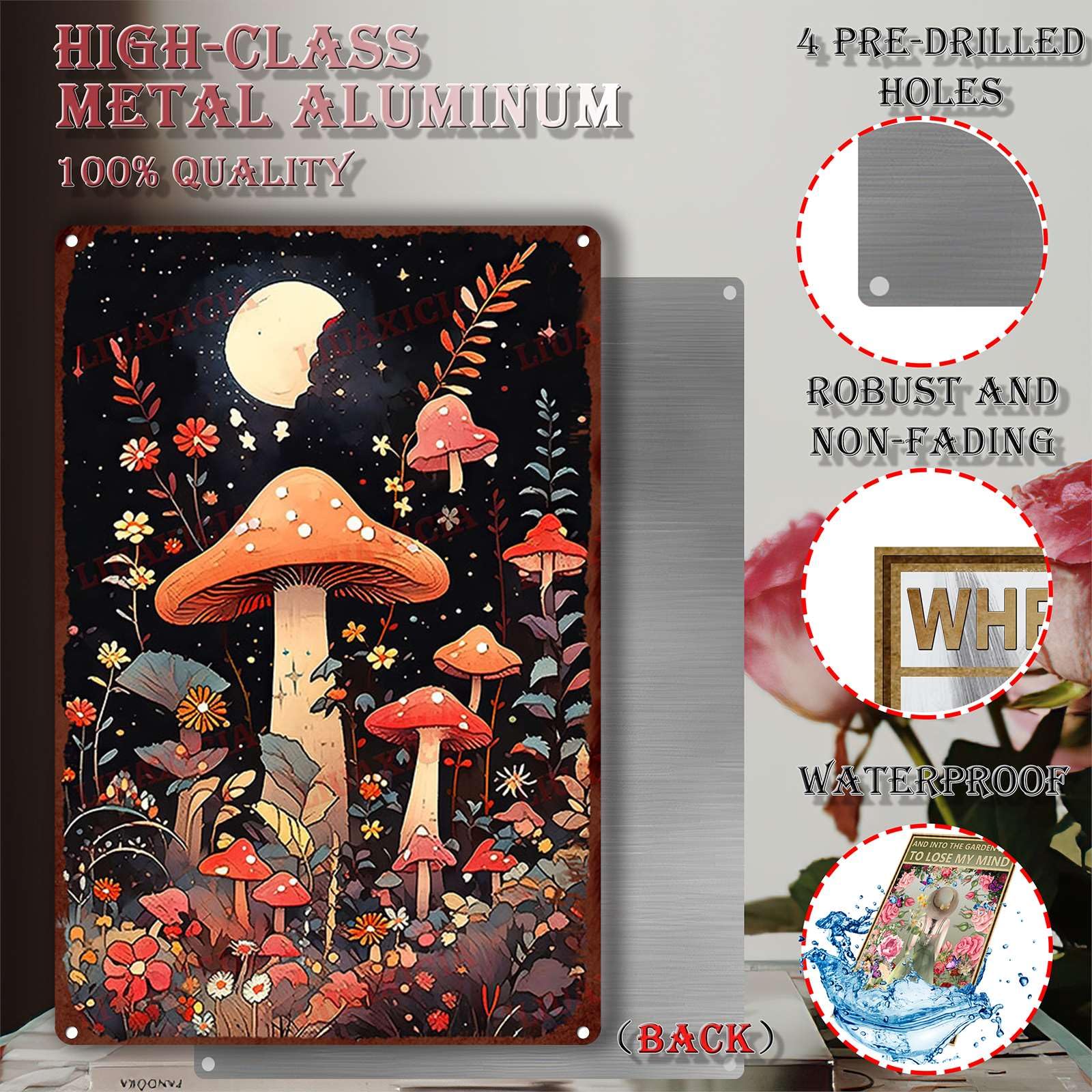 Poster estetici decorativi da parete a forma di fungo, stampa artistica da parete vintage con funghi, decorazione artistica da parete per casa, casa
