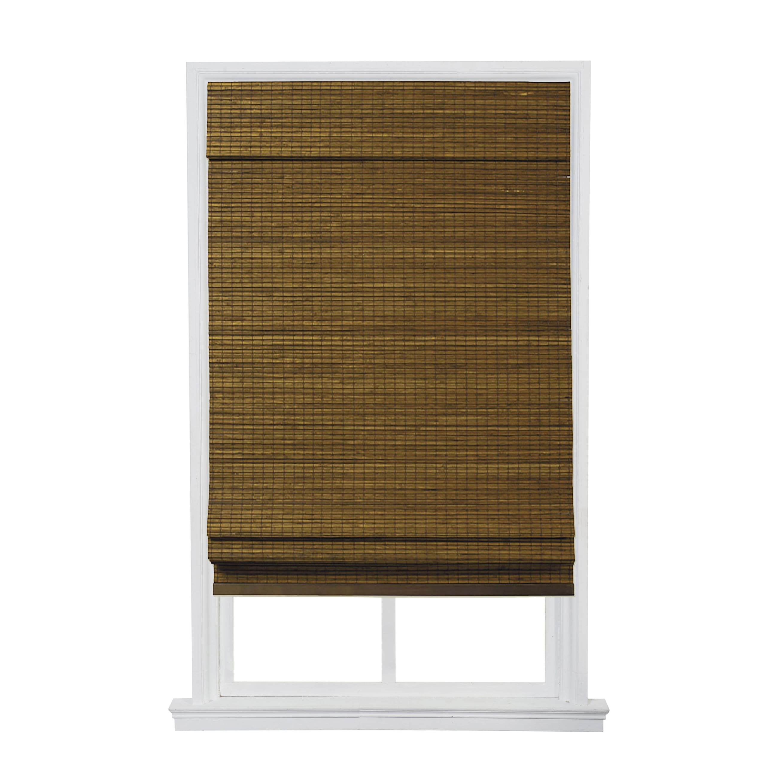 The Shade & Shutter Factory Berkshire Cordless Zig-zag Bamboo Roman Shades (Brown 31 in. W x 64 in. L)