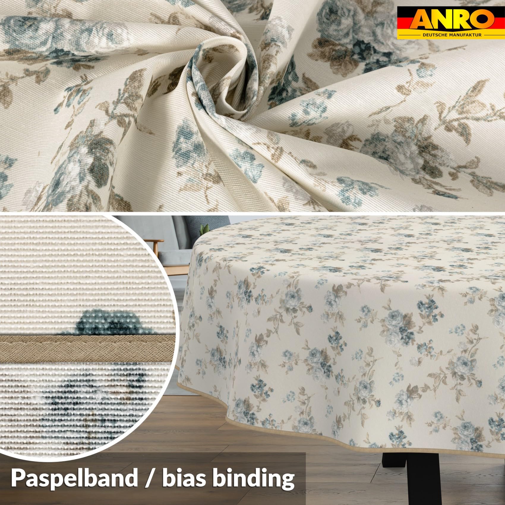 Mantel lavable, fácil de limpiar, de algodón y poliéster, antimanchas, mantel para jardín, ovalado, 280 x 140 cm, para interior y exterior