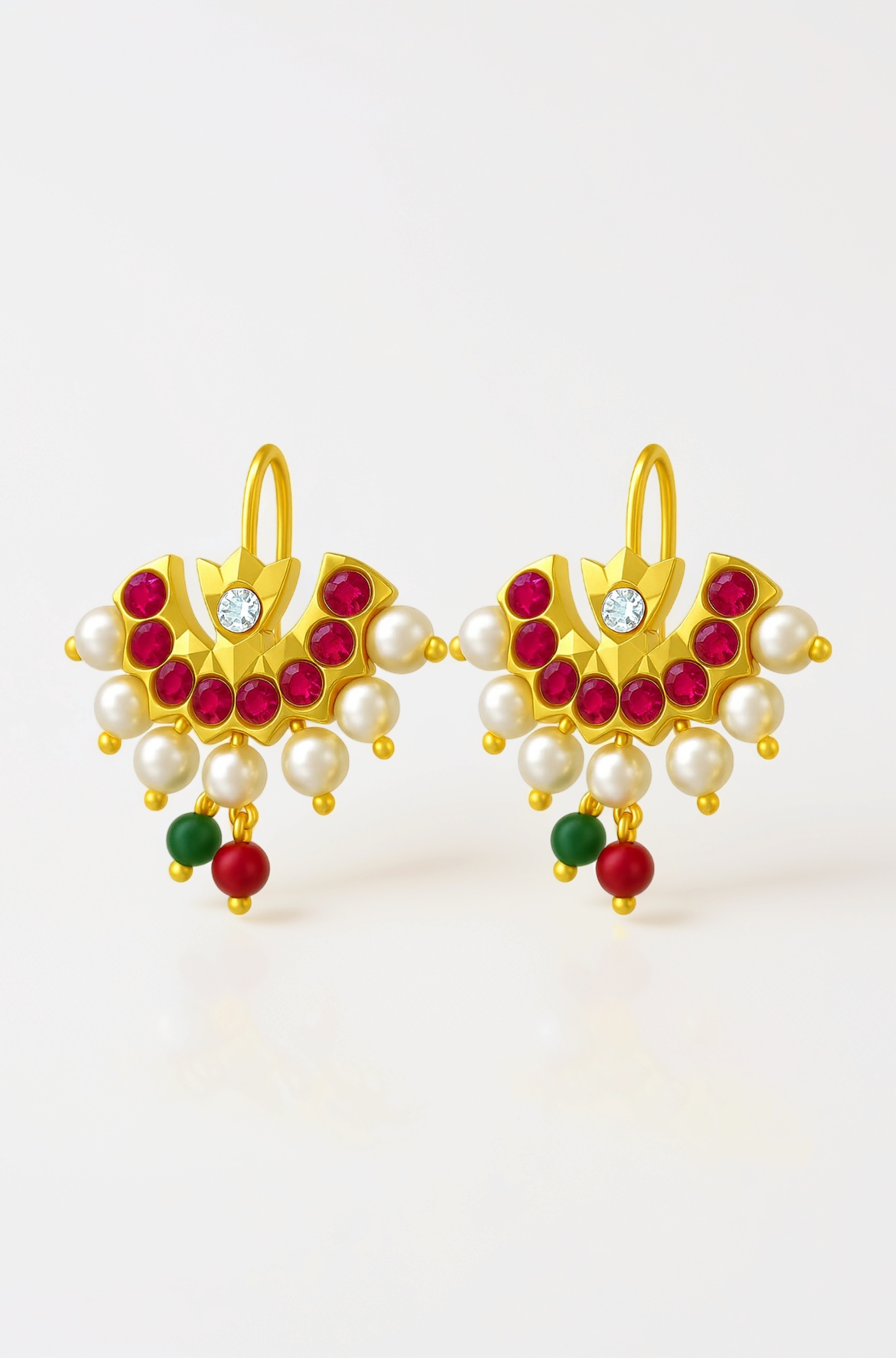 Vama Fashions Gold Finish Half Moon Chand Shape Traditional Press Bugadi Clip on Earrings for Women & Girls