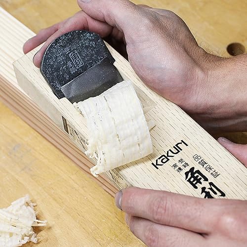 Miniatura 3 de KAKURI Avión de madera japonés para carpintería 1.890 in, hoja de acero azul Aogami No.2, herramienta profesional para cepillar la mano, fabricada