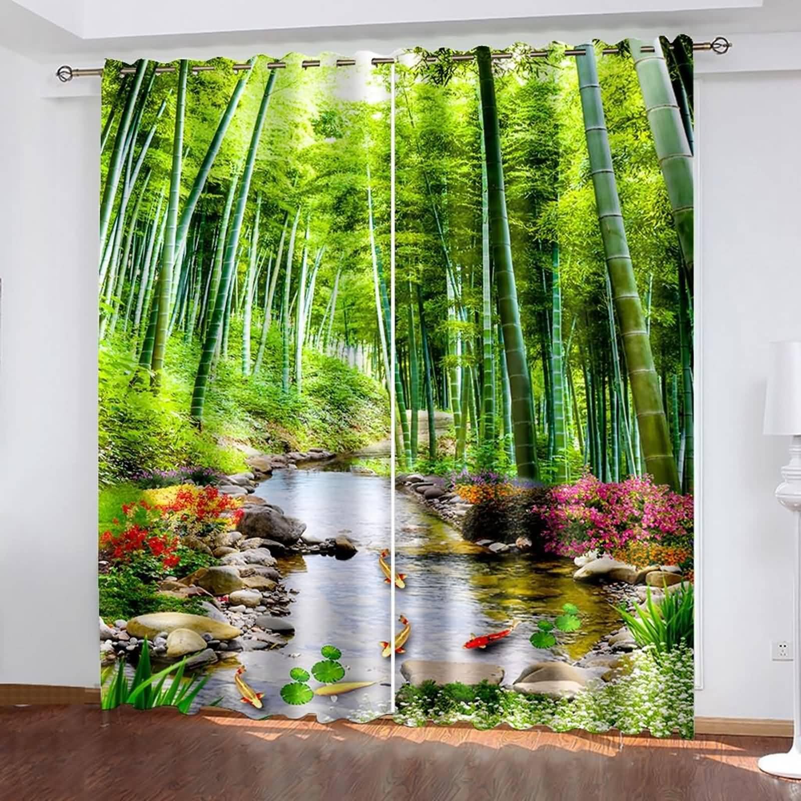 Rideaux thermiques de salon motif forêt pour créer un cocon nature