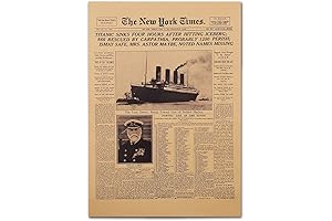 Nostalgic Titanic Artifact: New York Times Titanic Disaster Historic Reprint (20" x 14")