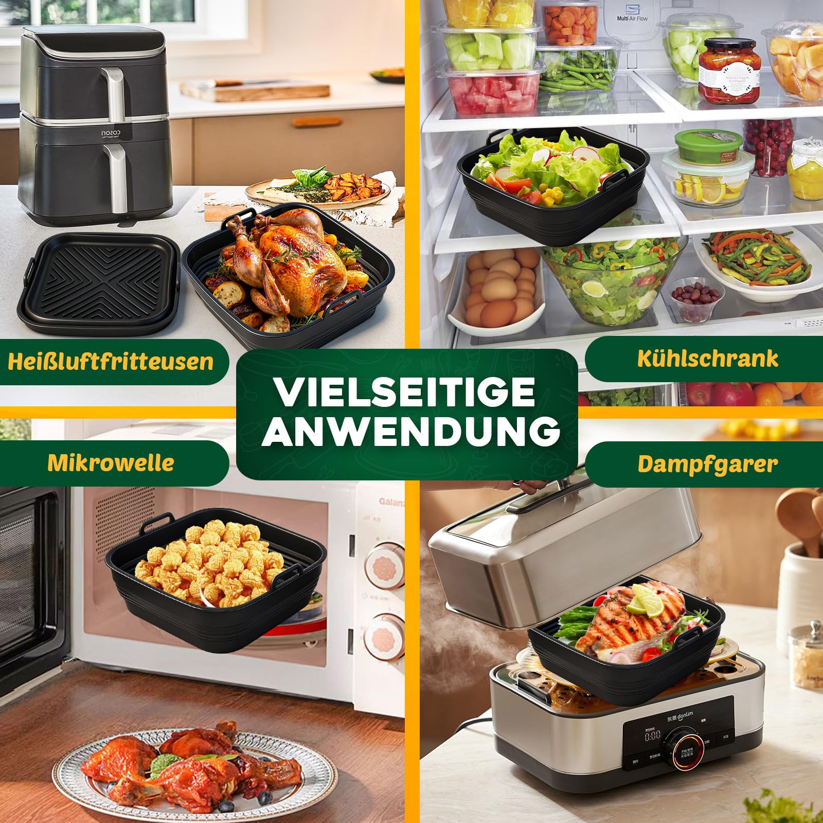 9 Teiliges Airfryer Zubehör für COSORI Turbo Tower Pro 10,8L(6,5L/4,3L) Double Stack Airfryer, COSORI Heißluftfritteuse Zubehör, BPA-frei Airfryer Silikonform Zubehör.
